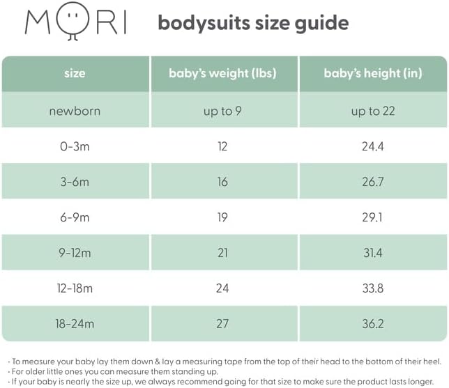 MORI Baby Supreme Comfort Long Sleeve Bodysuit for Boys and Girls - Unisex Romper with Envelope Neck and Nickel Free Popper
