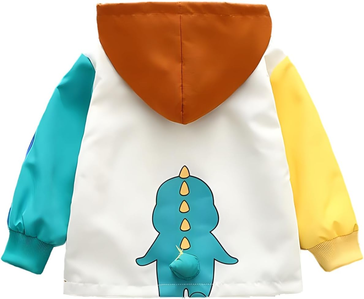 Vinmin Toddler Hooded Jacket Cartoon Dinosaur Zip Coat Little Girls Boys Jacket Thin Fashion for Spring Autumn