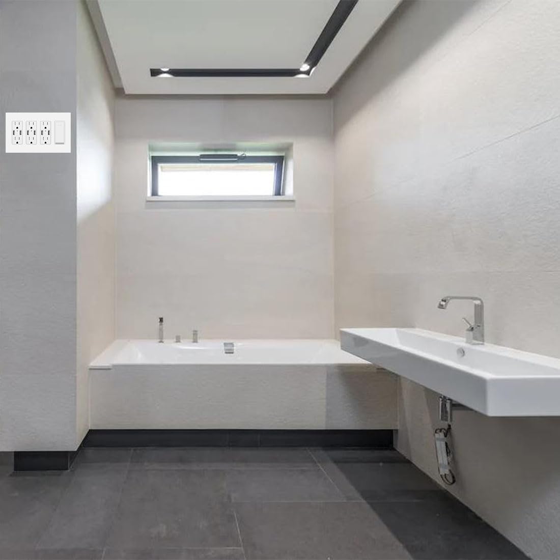 4-Gang Screwless Decora Wall Plate Cover Switch Outlet Electrical Faceplate for Light Switche, Smart Switch, Receptacle, Dimmers, USB Outlet, GFCI, Child Safe Cover Plate, White (2-Pack)