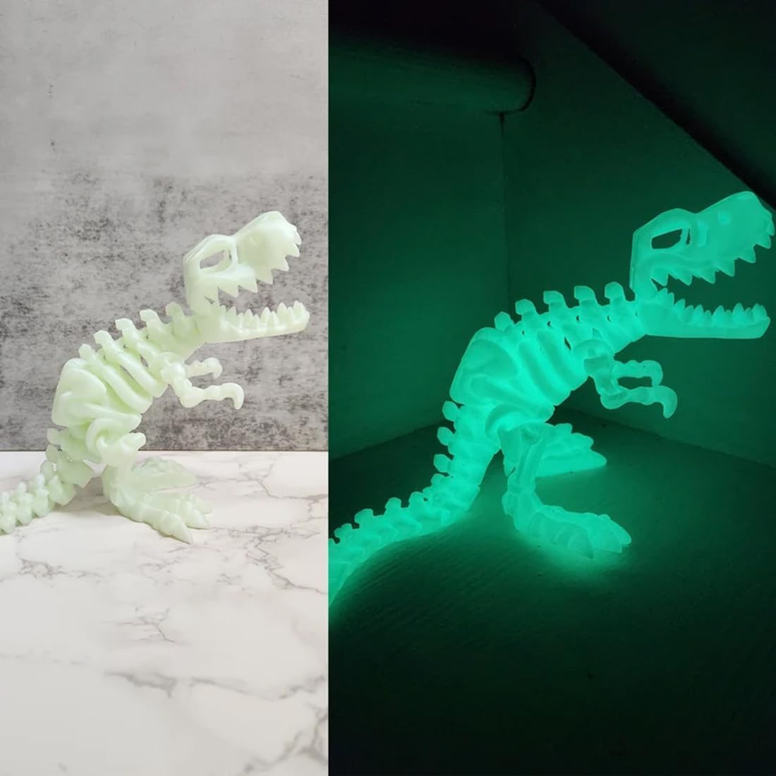 3D Printed Dinosaur Bones Tyrannosaurus Rex Skeleton with Movable Joints, 3D Model Skull T-Rex, Flexible Articulated Dinosaur Fidget Toys Adults for Autism/ADHD