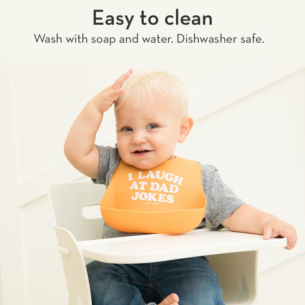 Baby Bib for Eating by Bella Tunno, Waterproof Silicone Bib with Large Food Catcher, Adjustable Fit for Babies 4-12 months & Toddlers 1-3 Years, Boys & Girls, Stud Muffin