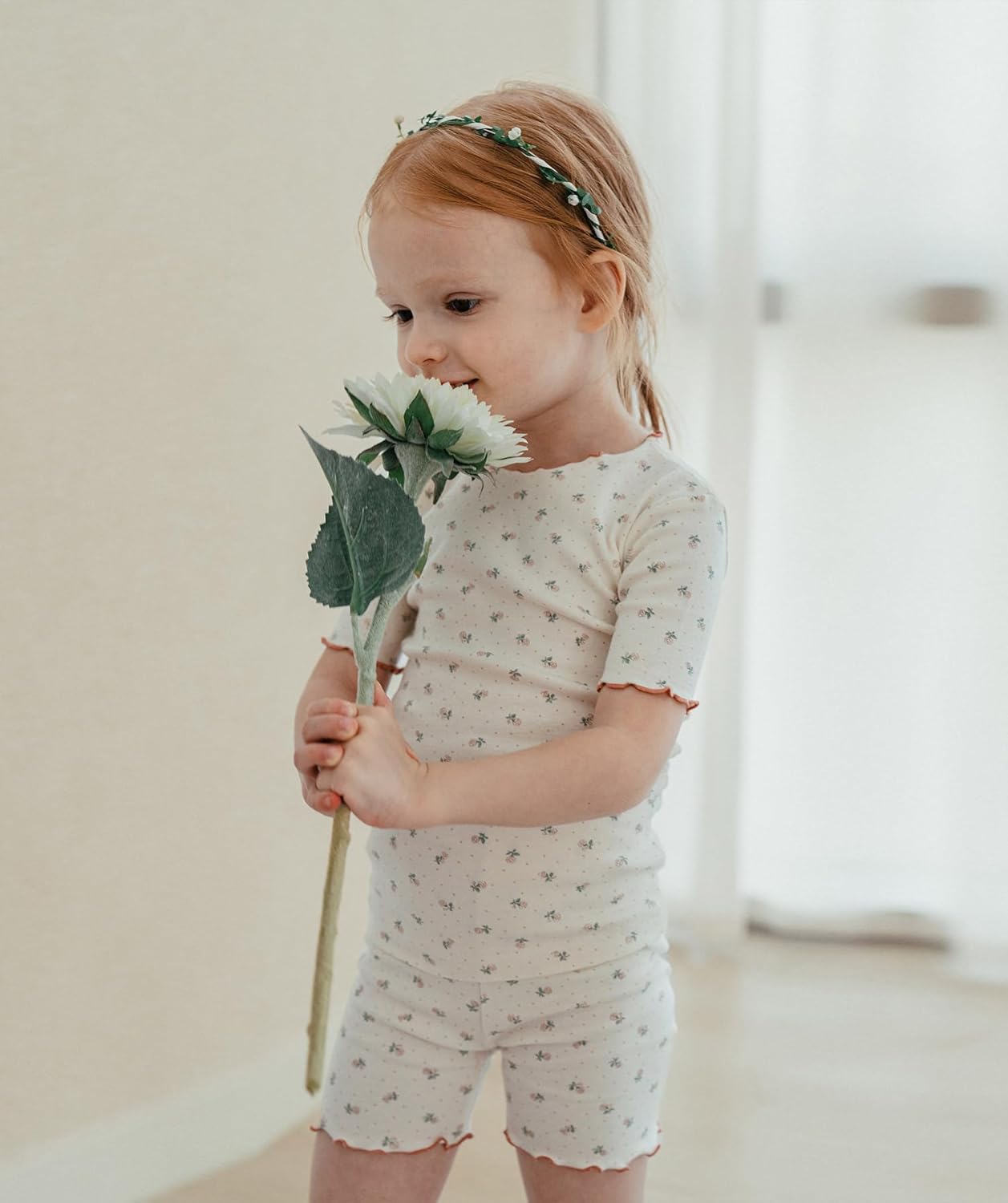 AVAUMA Baby Boy Girl Pajama Set 6M-7T Kids Cute Toddler Snug fit Flower Pattern Design Pjs Cotton Sleepwear Ruffled Shirring