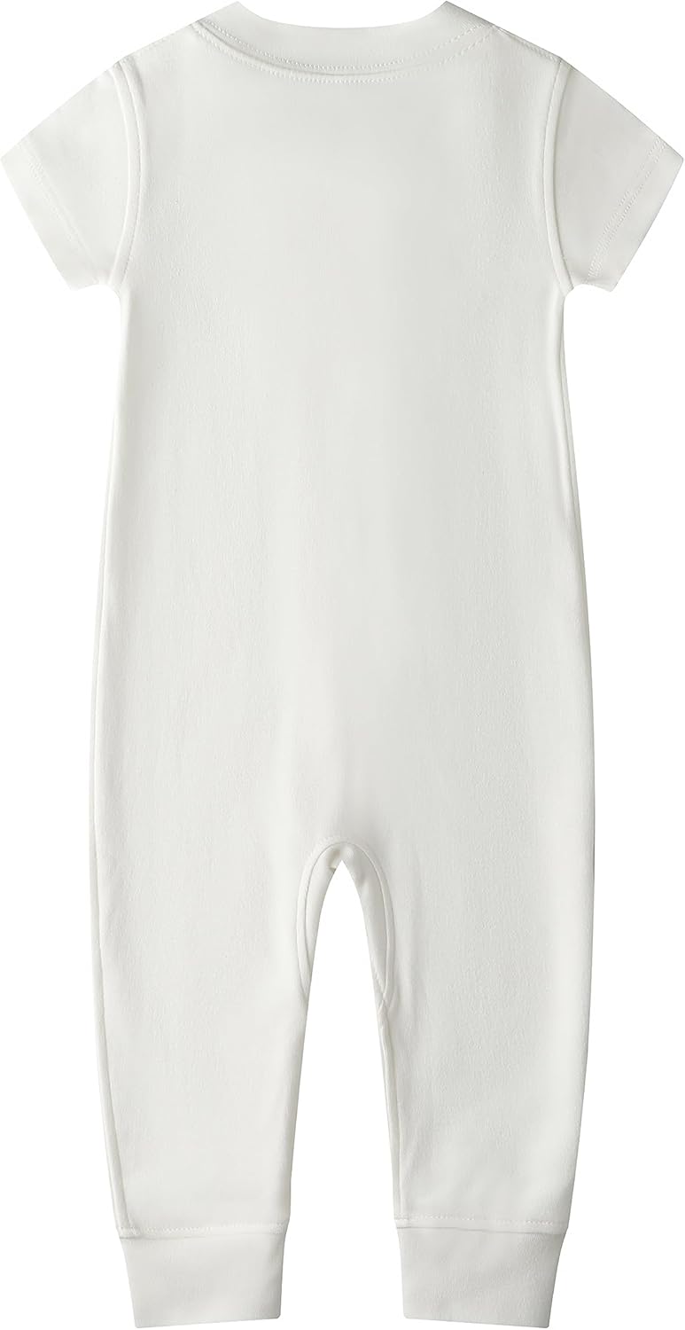 Owlivia Baby Boy Romper, Unisex Short-sleeve Summer Outfit, 100% Organic Cotton Girl One-Piece Jumpsuit