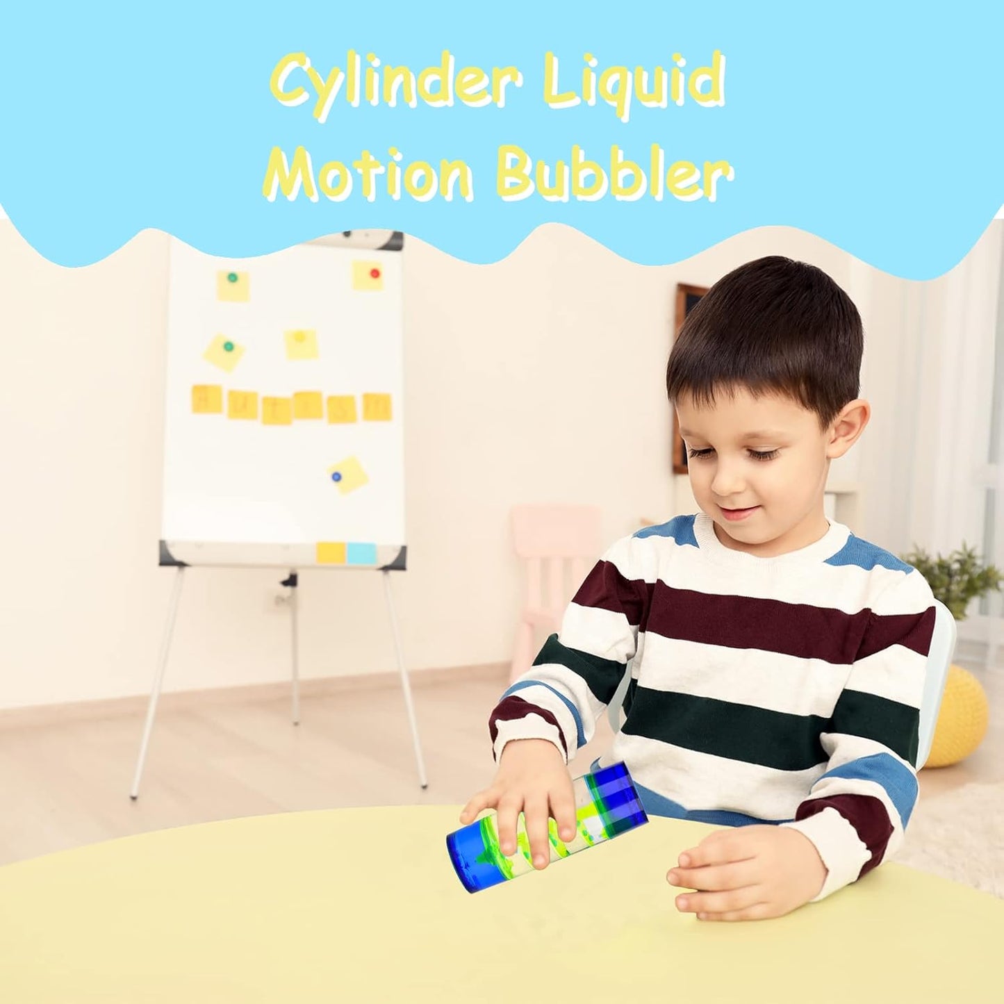 Liquid Motion Bubbler,1 Pack Cylinder Liquid Timer for Sensory Play,Calming Relaxing Fidget Water Toy Stress Management for Kids and Adults,Home Office Desk Decor