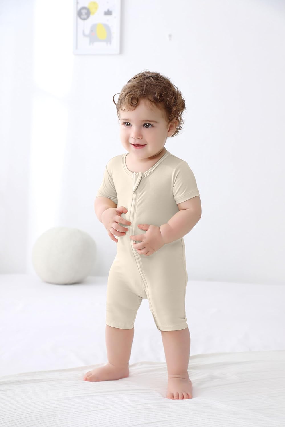 GUISBY Rayon made from bamboo Baby Pajamas Short Sleeve Footless Rompers 2 Way Zipper Sleeper for Baby