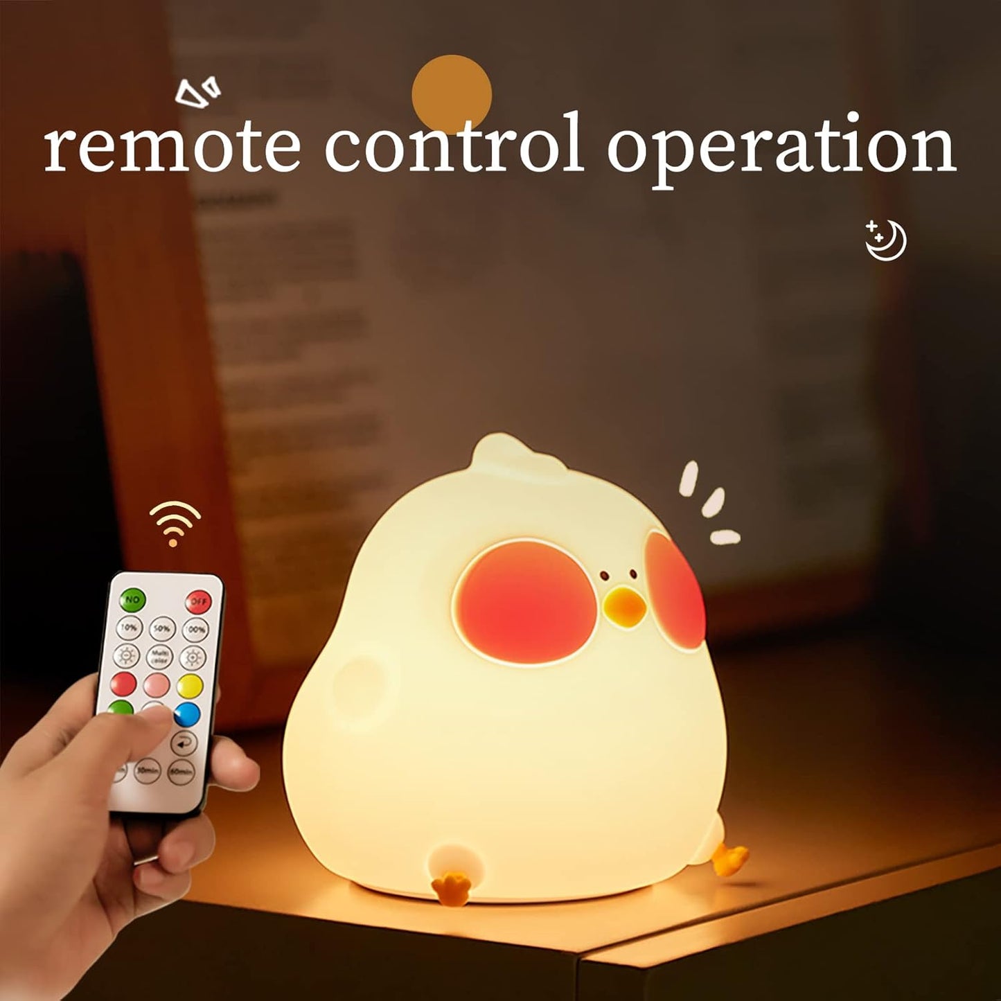 Cute Duck Lamp, LED Squishy Animal Novelty Night Light, Rechargeable Touch Kawaii Lamp for Kids, Nursery Room Decor