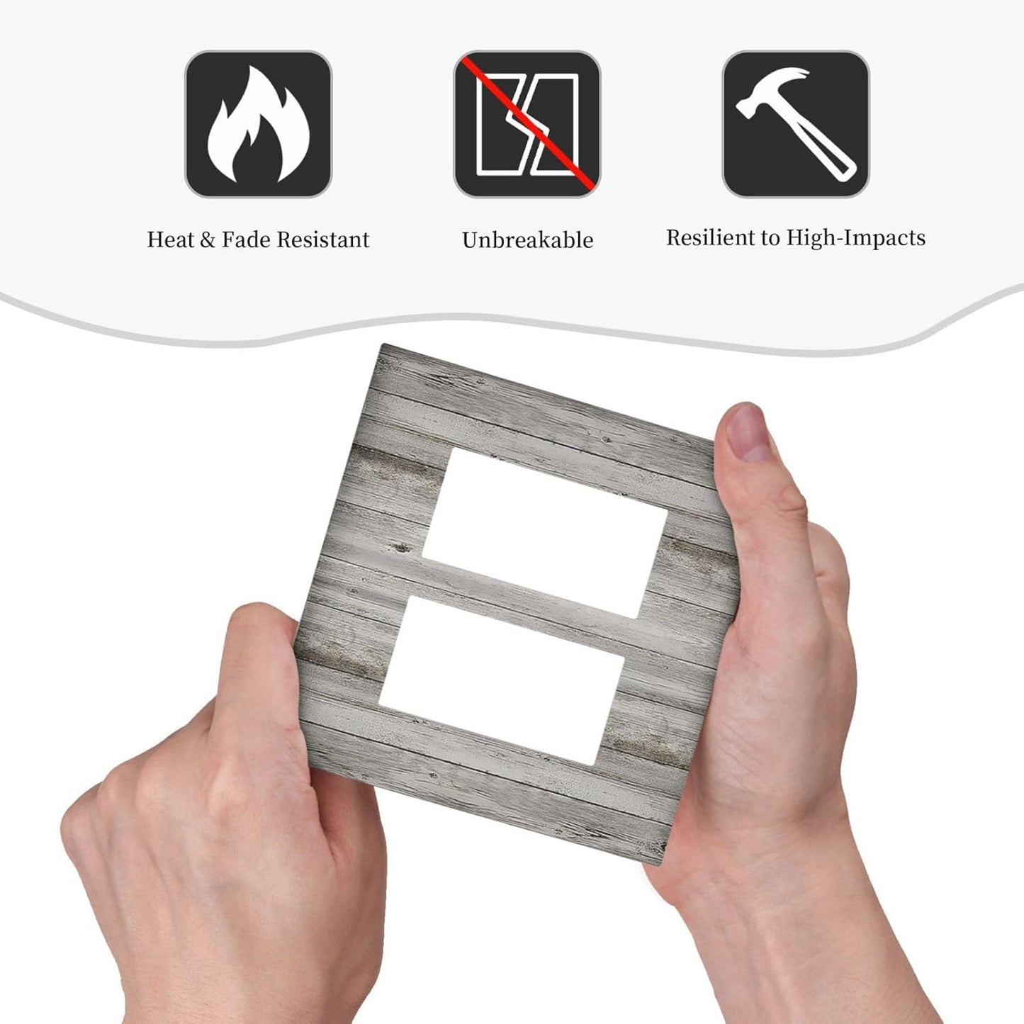 Decorative Outlet Covers Farmhouse Rustic Grey Barn Door Wood 2 Gang Double GFCI Rocker Electrical Wall Panels Light Switch Cover Plate for Bedroom Cabin Decor