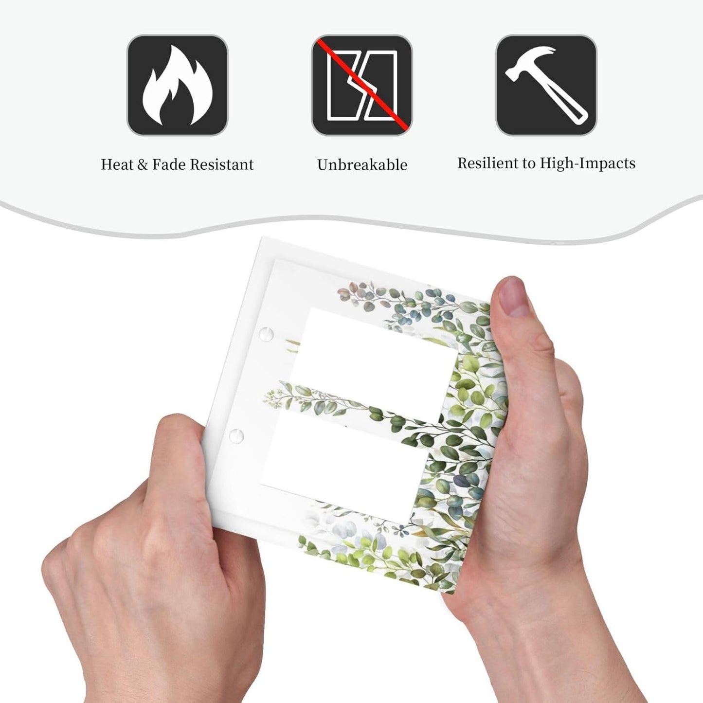 Green Eucalyptus Leaf Plant Herbs Springnature Decorative Outlet Covers 2 Gang Double GFCI Rocker Electrical Wall Panels Light Switch Cover Plate for Bed Room Living Room Decor