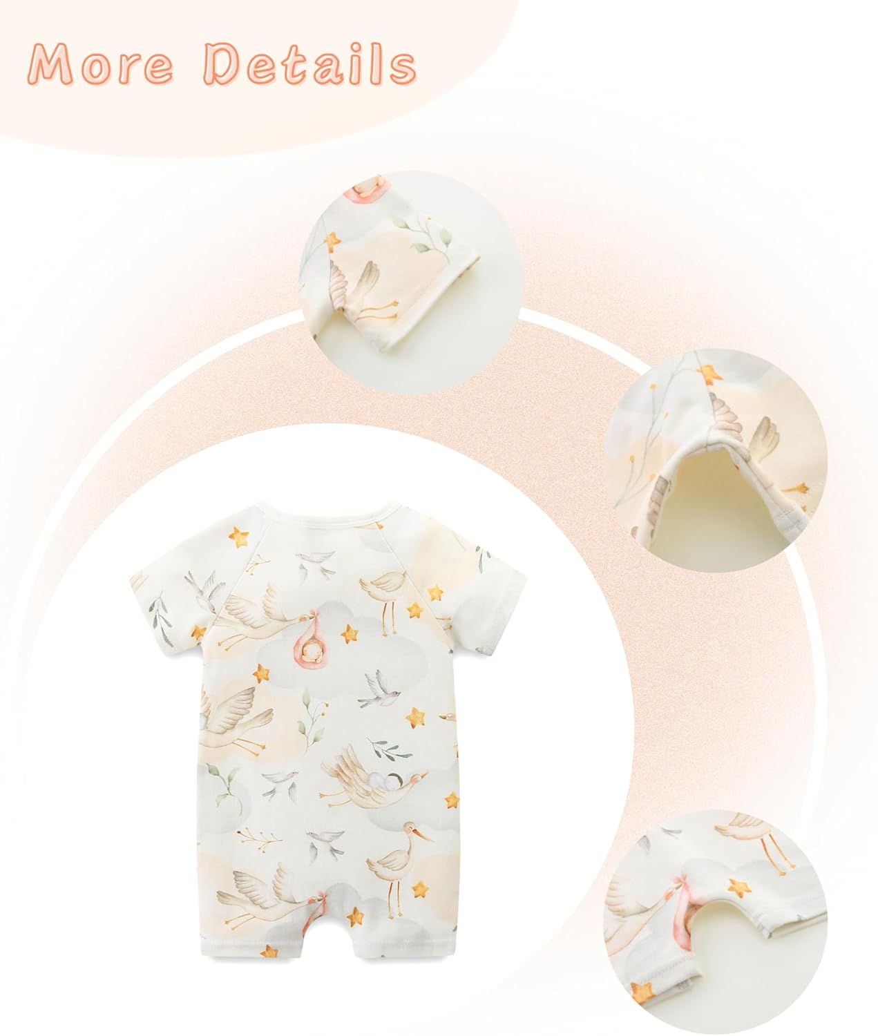 Unisex Summer Trendy 2-Pack Rompers Short Sleeve Zipped Bodysuit Infant Cotton Outfits