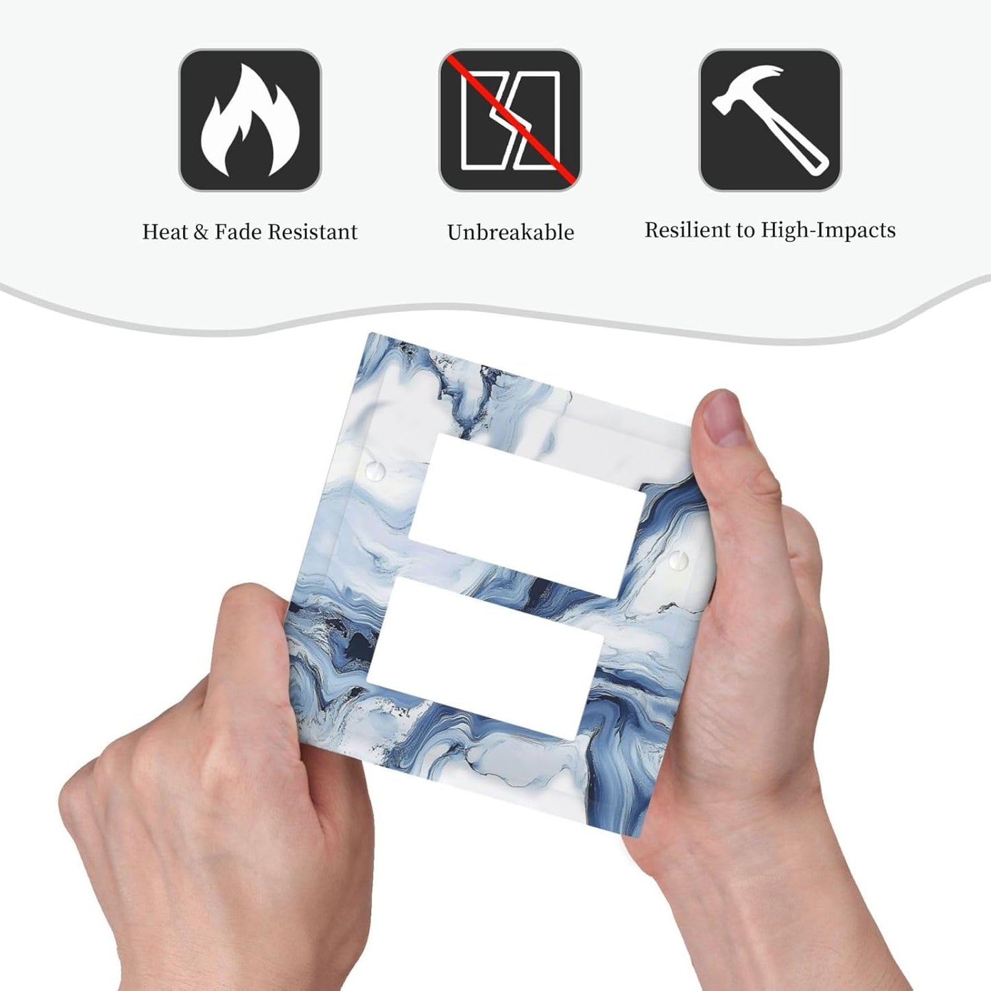 Decorative Outlet Covers White Marble Navy Blue Line Fluid 2 Gang Double Gfci Rocker Electrical Wall Panels Light Switch Cover Plate For Bathroom Kitchen Decor