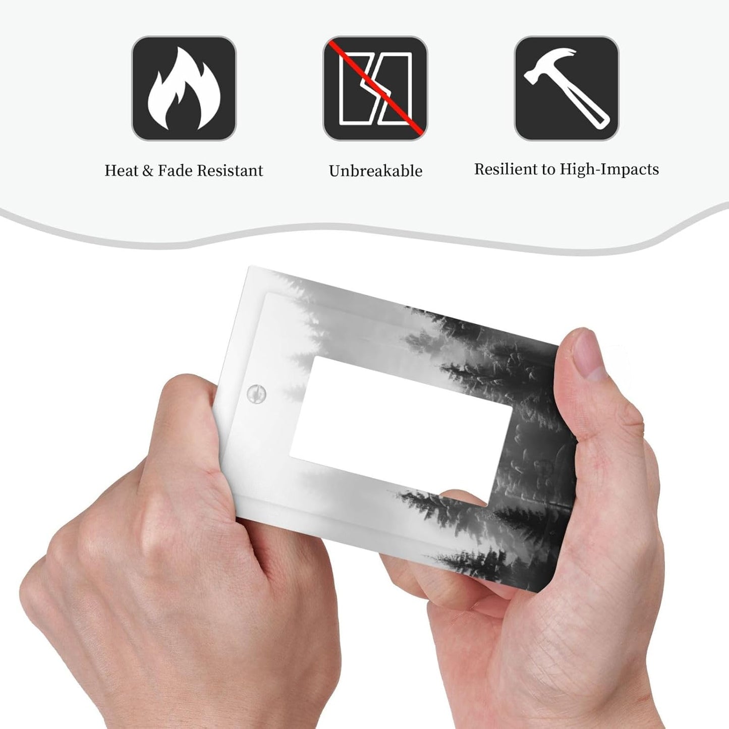 Foggy Forest Natural Scenery Retro Tree Pine Decorative Outlet Covers 1 Gang Single Rocker Light Switch Cover Plate Wall Plates GFCI Faceplate for Bed Room Living Room Decor