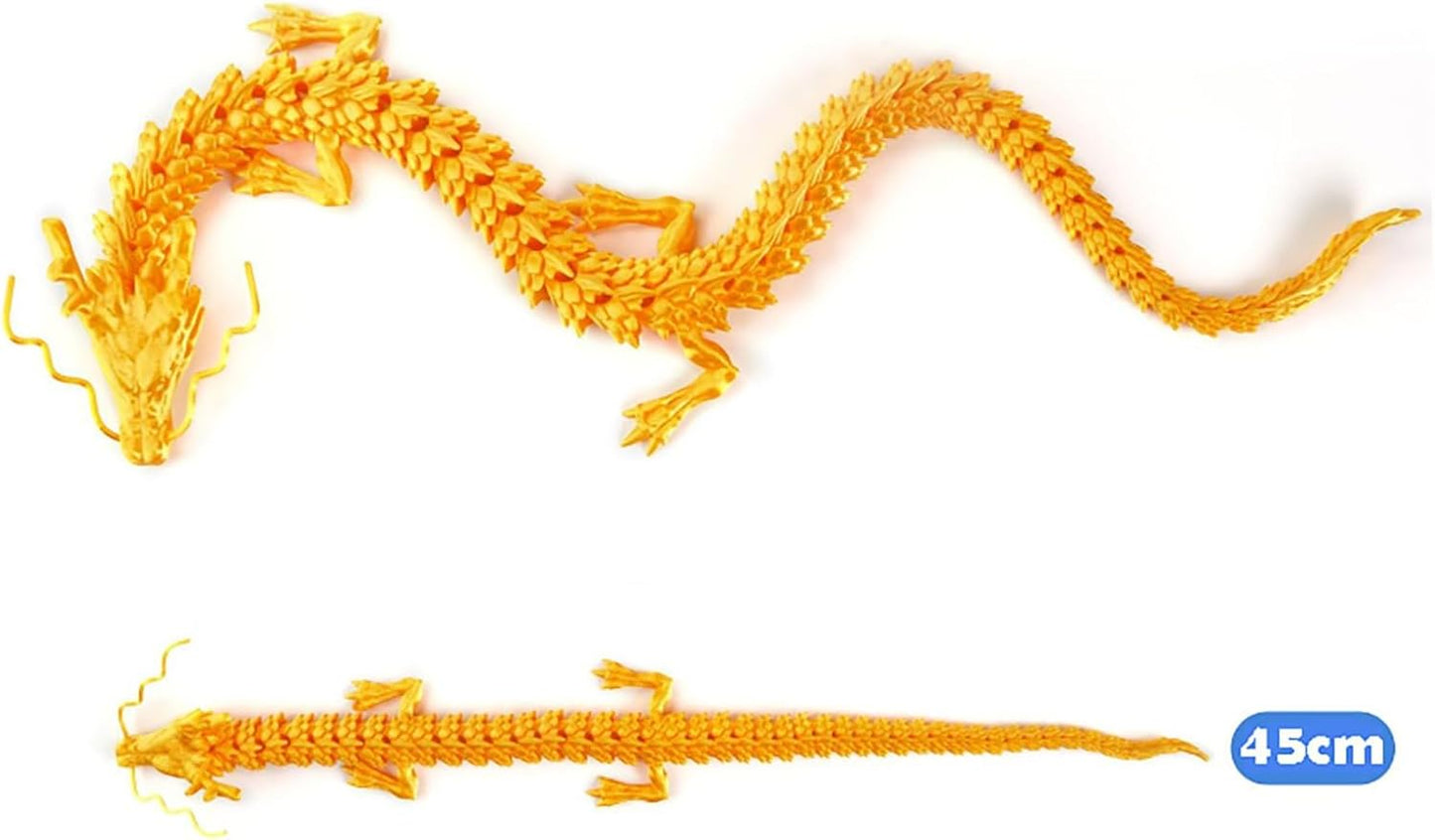 3D Printed Dragon Fidget Toy, 18in Surprise Mystery Dragon, Crystal Dragon Fidget Toy, Articulated Pye Dragon Fish/Display Cabinet/Home/Office Desktop Decor (Orange)