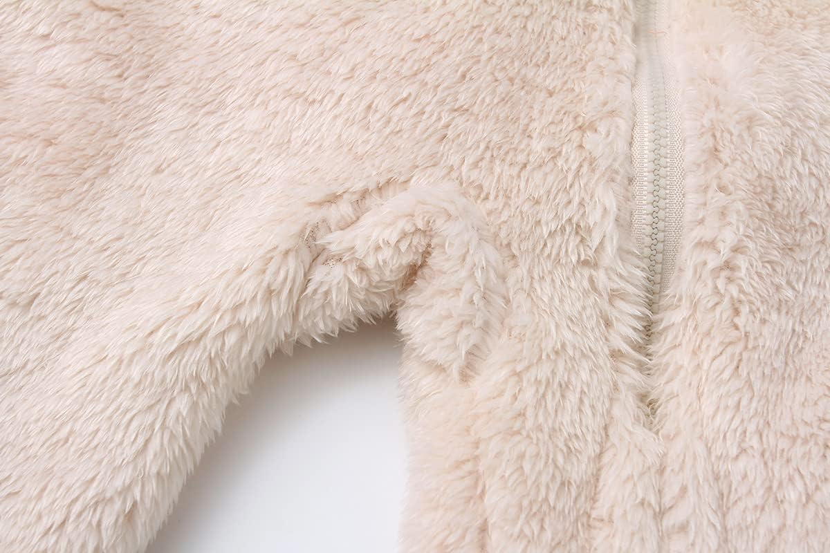 Newborn Baby Snowsuit Fleece Lined Onesie Outfits Warm Hooded Romper for Infant