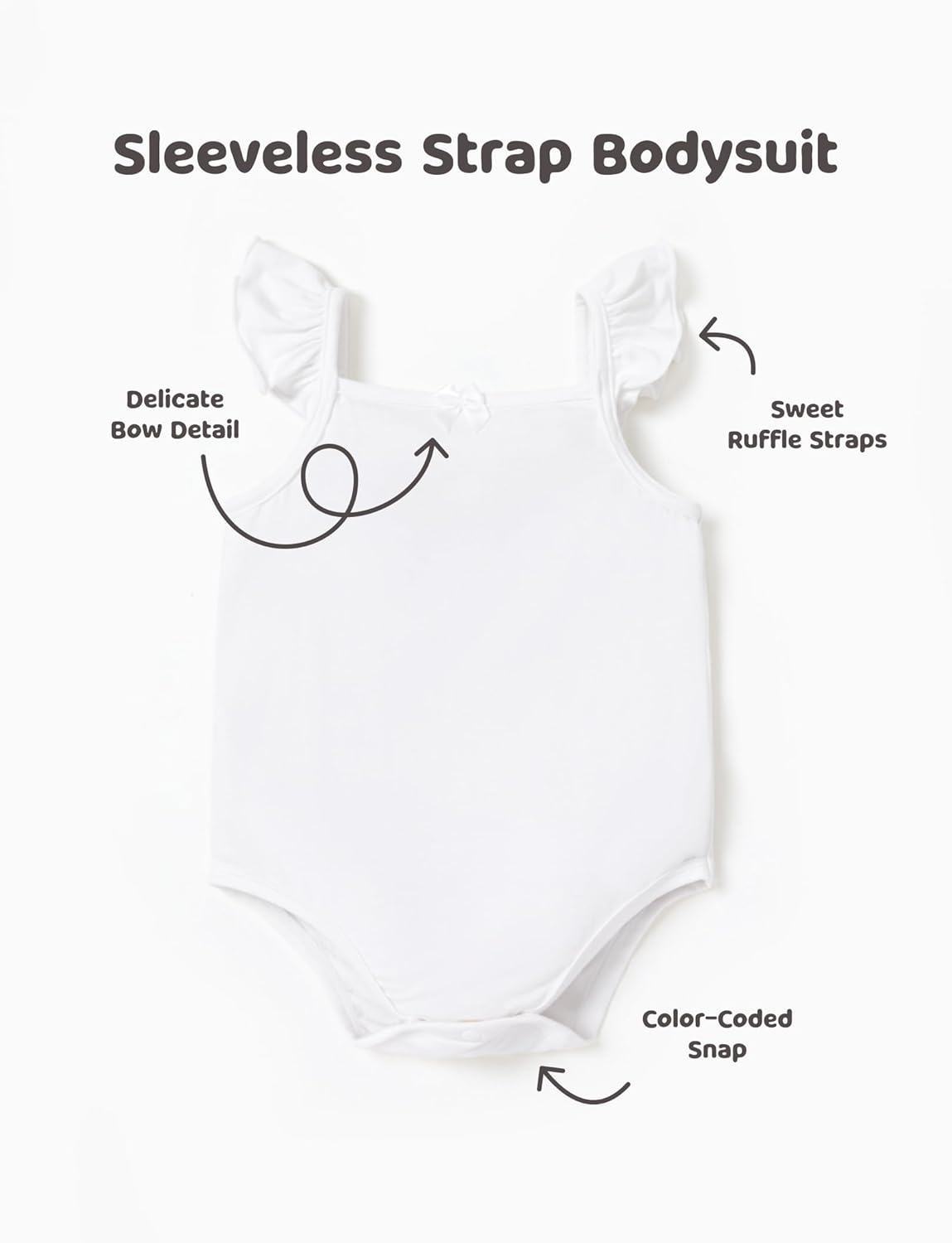 PATPAT Baby Girl Bodysuits - Soft Bamboo Viscose - Flutter Sleeves Cute Dress - Newborn Infant Summer Clothes - 3 Pack
