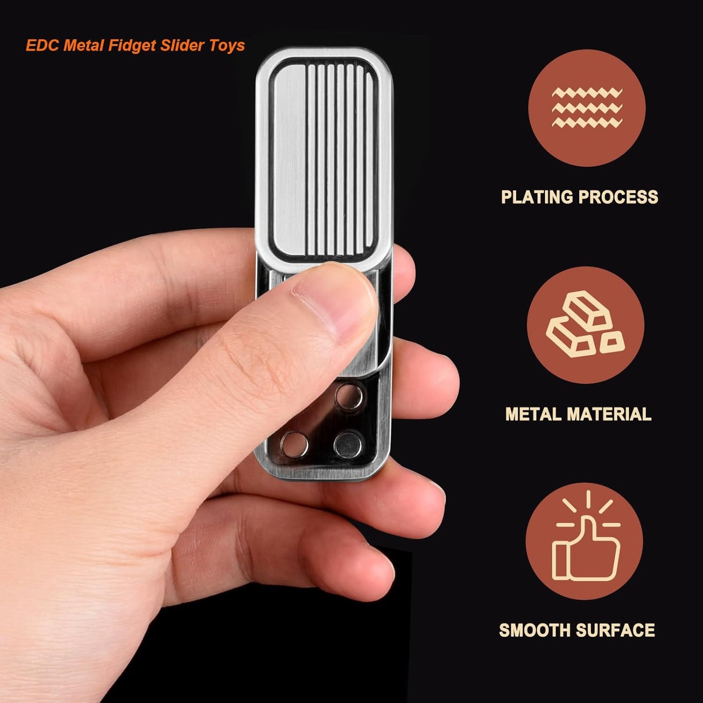 3 Pack Fidget Toys Adults Magnetic Fidget Slider Metal Fidget Toys Magnetic Fidget Slider Toys EDC Fidget Toys for Adults Anxiety Stress Relief Office Desk Toys(Metal Poker K+A +CP3 Silver)