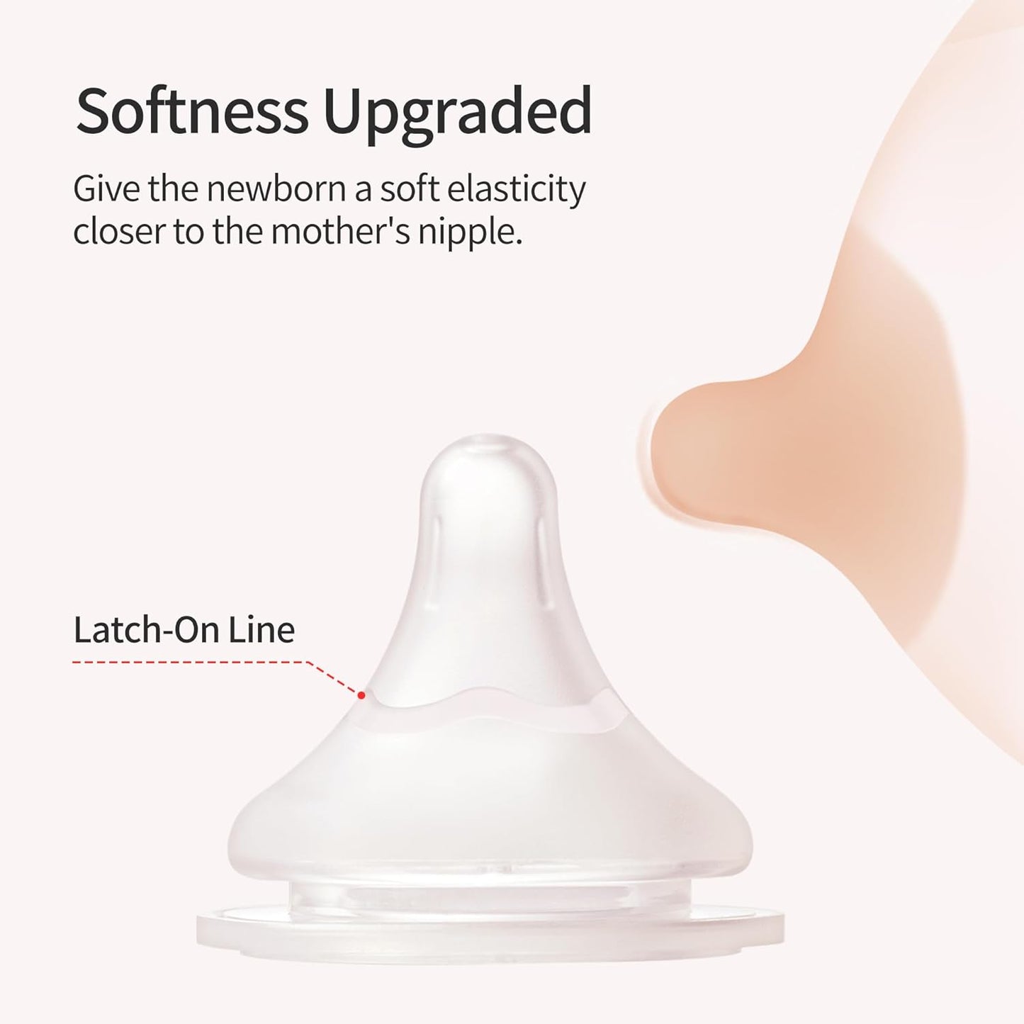 Pigeon Silicone Nipple (SS) with Latch-On Line, Natural Feel, 0+ Months, 4 Counts