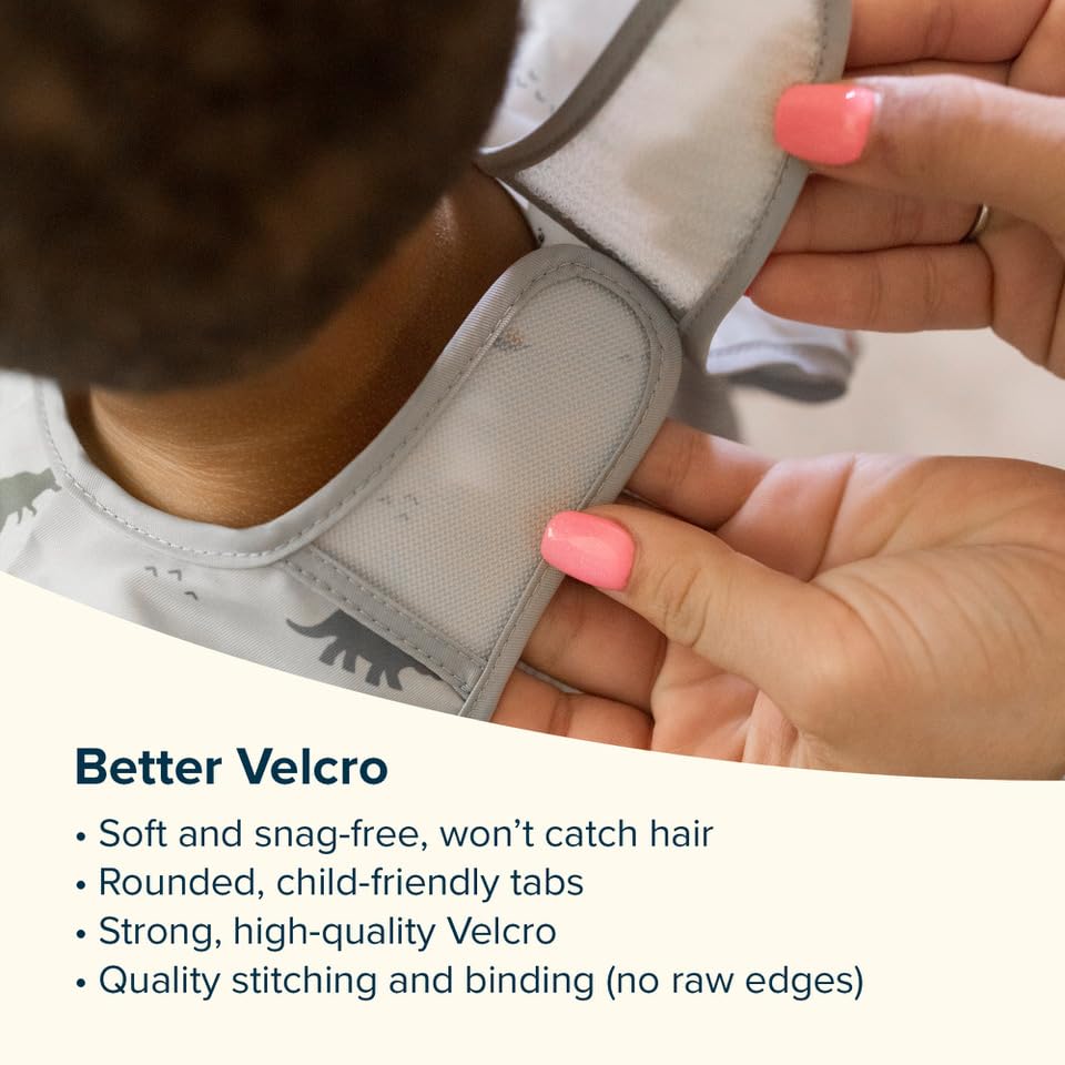 Tiny Twinkle Mess Proof Baby Bib,Waterproof Smock Baby Bib for Eating,Machine Washable Long Sleeve Bib,Baby Led Weaning,Toddler Bib (Checkers Blue, Small 6-24 Months)