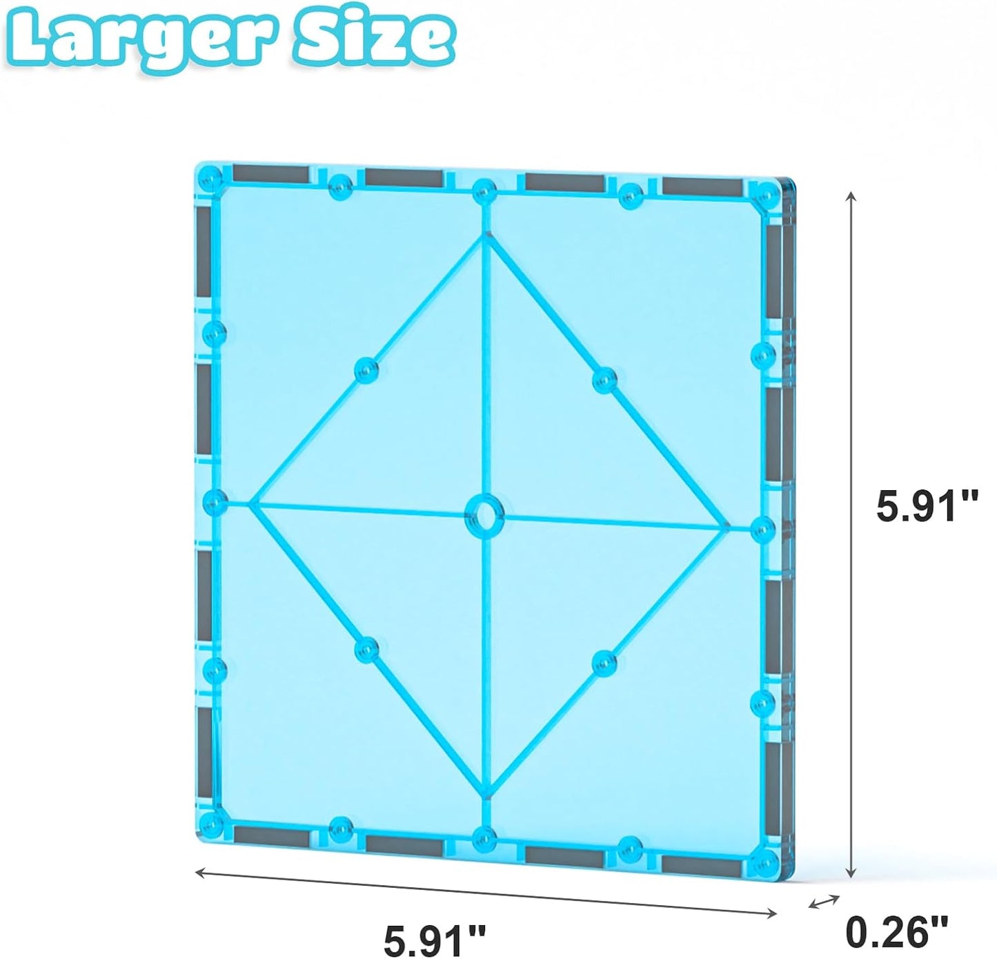 Bmag 4 Piece Magnetic Tiles Large Square, Magnet 3D Building Blocks Expansion Set for Kids, STEM Preschool Learning Kit Educational Playset Construction Toys for Boys Girls Ages 3+