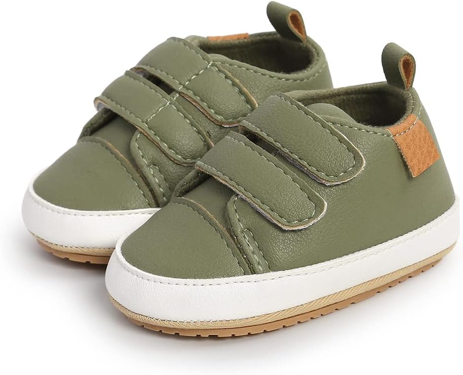 SOFMUO Baby Boys Girls High Top Ankle PU Leather Sneakers Soft Rubber Sole Infant Moccasins Newborn Oxford Loafers Anti-Slip Toddler Wedding Uniform Dress Shoes