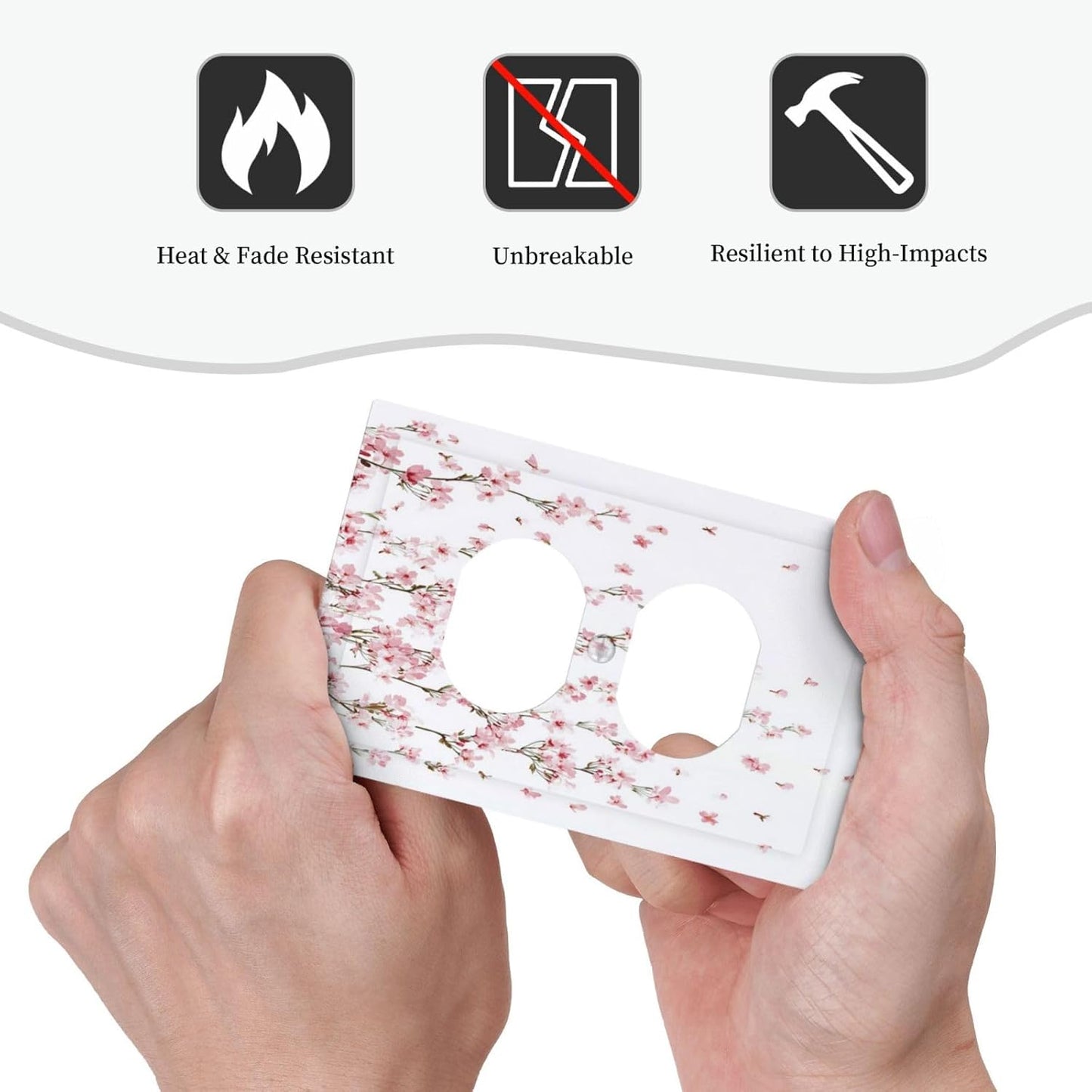 Outlet Covers Sakura Plant Floral Pink Flowers 1 Gang Duplex Light Switch Cover Decorative Switch Plates Electrical Receptacle Faceplate Wall Plate For Bed Room Living Room Decor