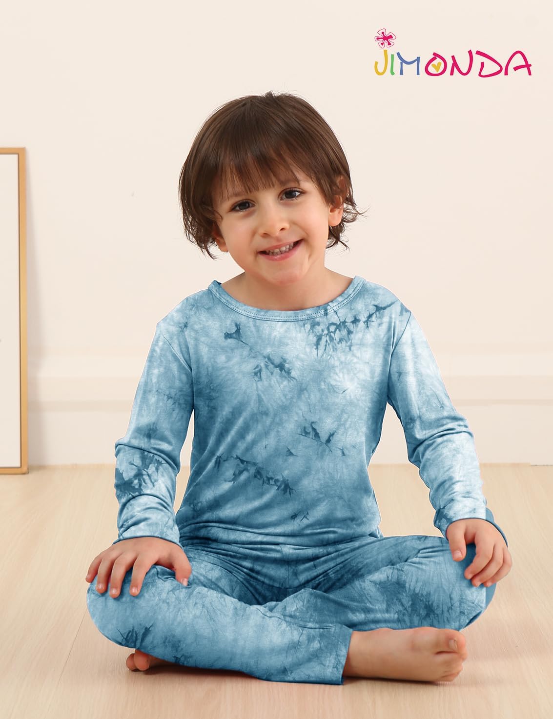 Jimonda Kids Soft Rayon From Bamboo Sleepwear Long Sleeve Boys Girls Pajama Outdoor 2-Piece tops&pant Casual sets Tie Dye PJ