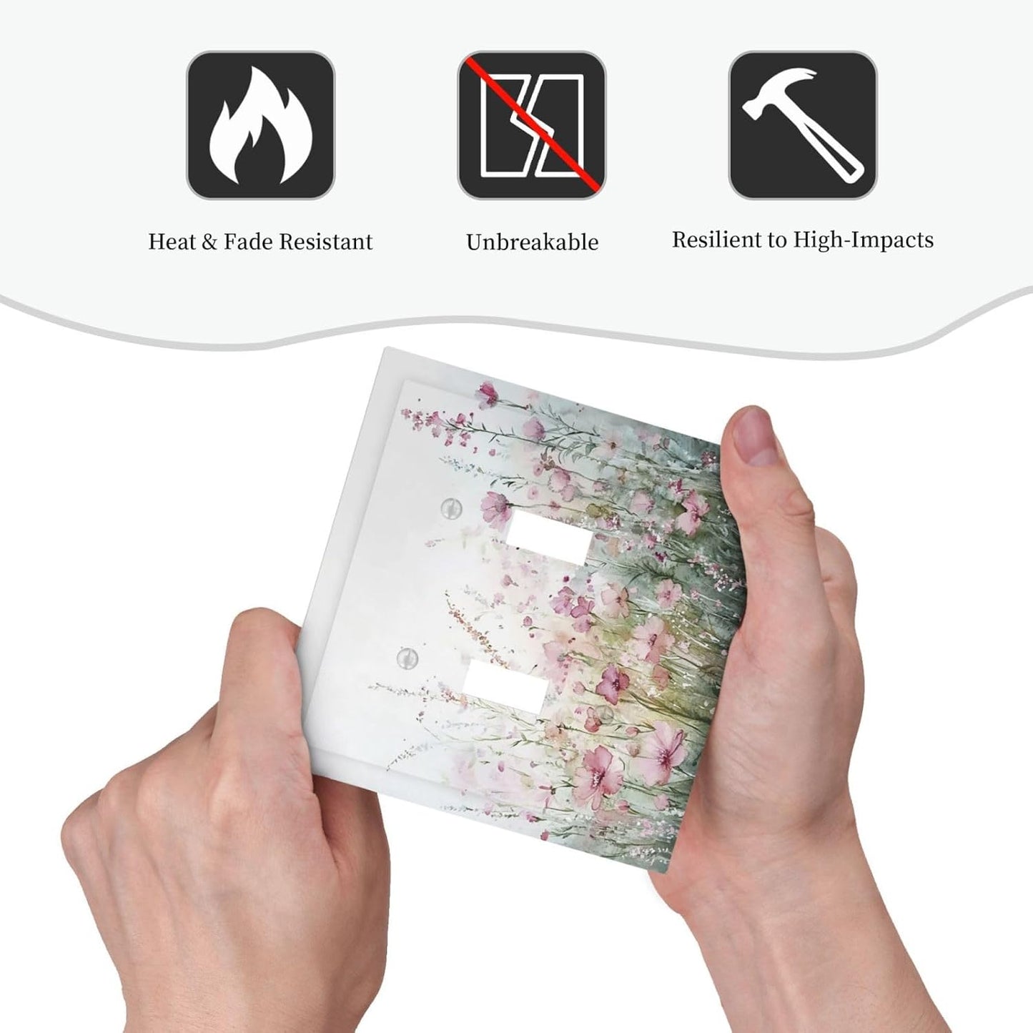 Decorative Switch Plates Wildflower Botanical Watercolor Floral 2 Gang Double Toggle Outlet Light Switch Cover Wall Plate Electrical Faceplate For Bed Room Living Room Decor