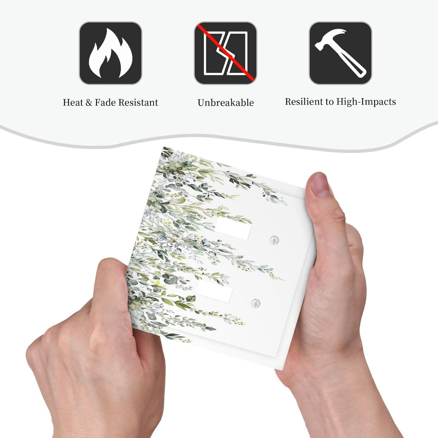 Decorative Switch Plates Boho Farmhouse Flower Leaf Sage Green 2 Gang Double Toggle Outlet Light Switch Cover Wall Plate Electrical Faceplate for Bedroom Cabin Decor