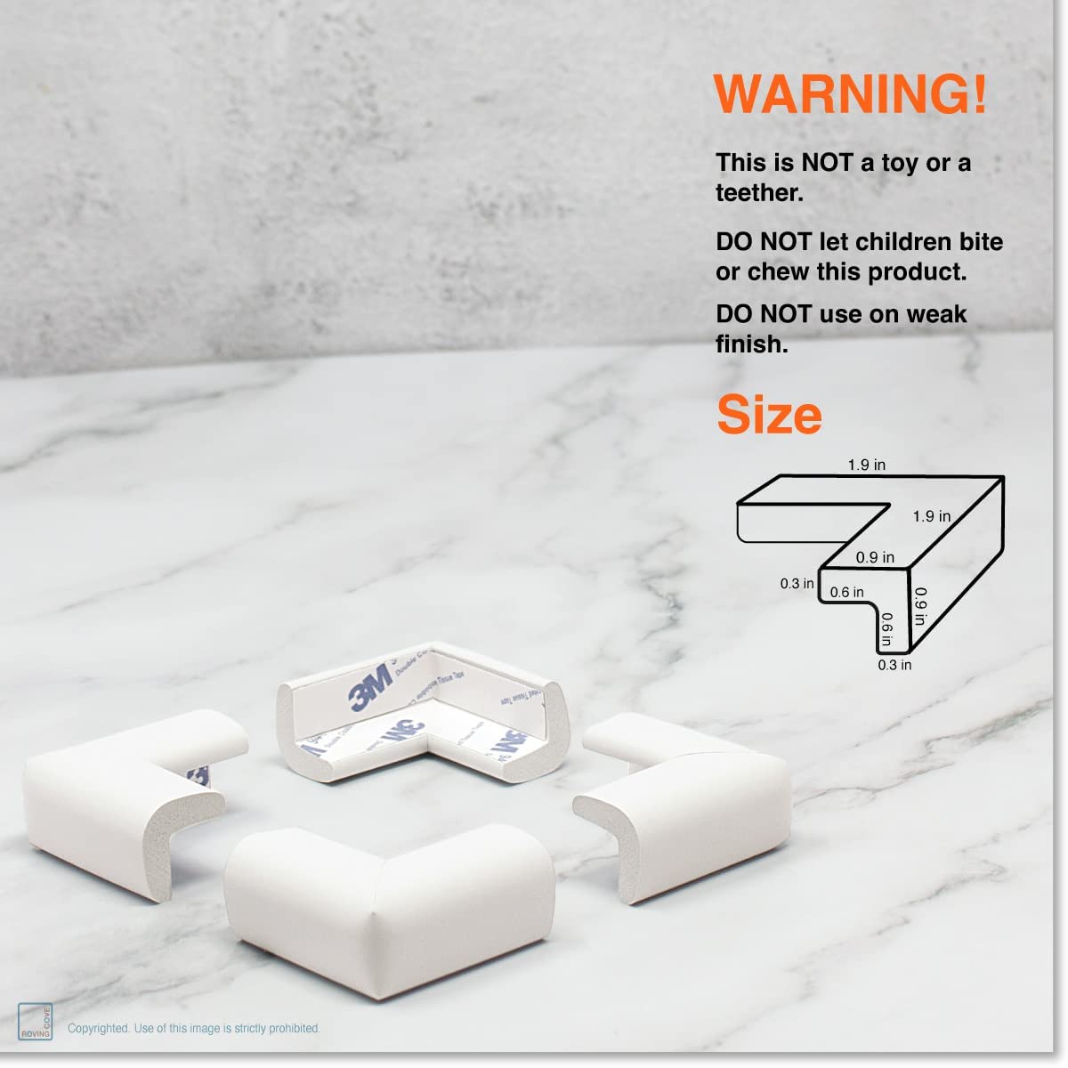 Roving Cove Slim-Fit Corner Edge Protector for Baby Proofing (Small 15ft Edge 4 Corners), Furniture Safety Bumper Guard, Soft NBR Rubber Foam, 3M Adhesive, Oyster White (Off White)