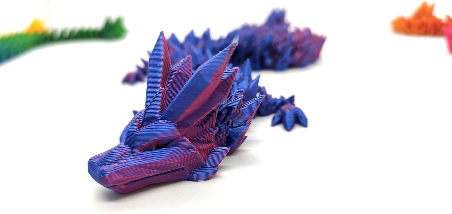 3PCS 3D Printed Dragon Fidget Toy, Full Articulated Dragon Crystal Dragon, Home Office Decor Executive Desk Toys, Fidget Toys for Autism/ADHD