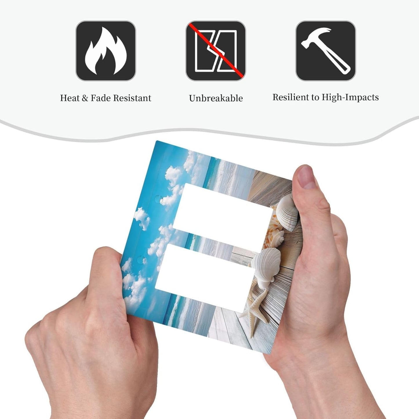 Decorative Outlet Covers Beach Waves Brown Wood Starfish Shells 2 Gang Double Gfci Rocker Electrical Wall Panels Light Switch Cover Plate For Bathroom Living Room Decor