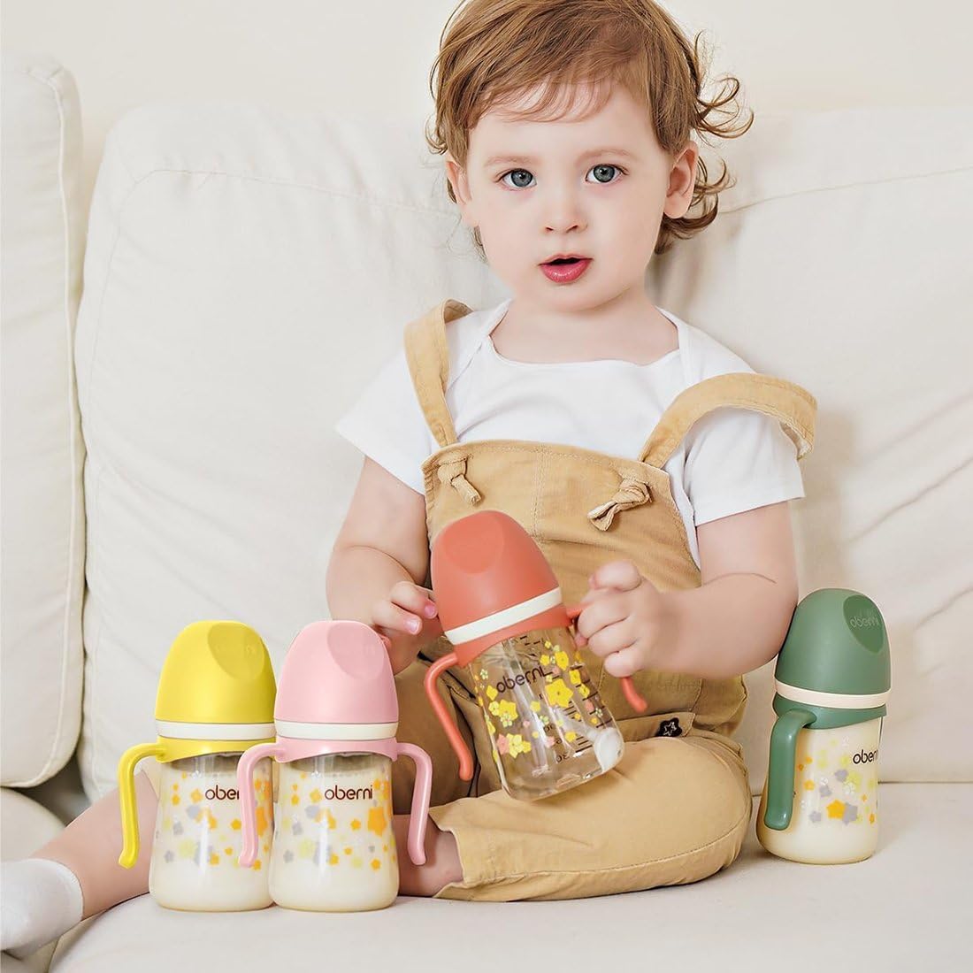 Toddler Sippy Cup 10oz, Weighted Straw Baby Drinking Water Bottle with Valved Spout for 6+ Months, 300ml/Orange/1Pack