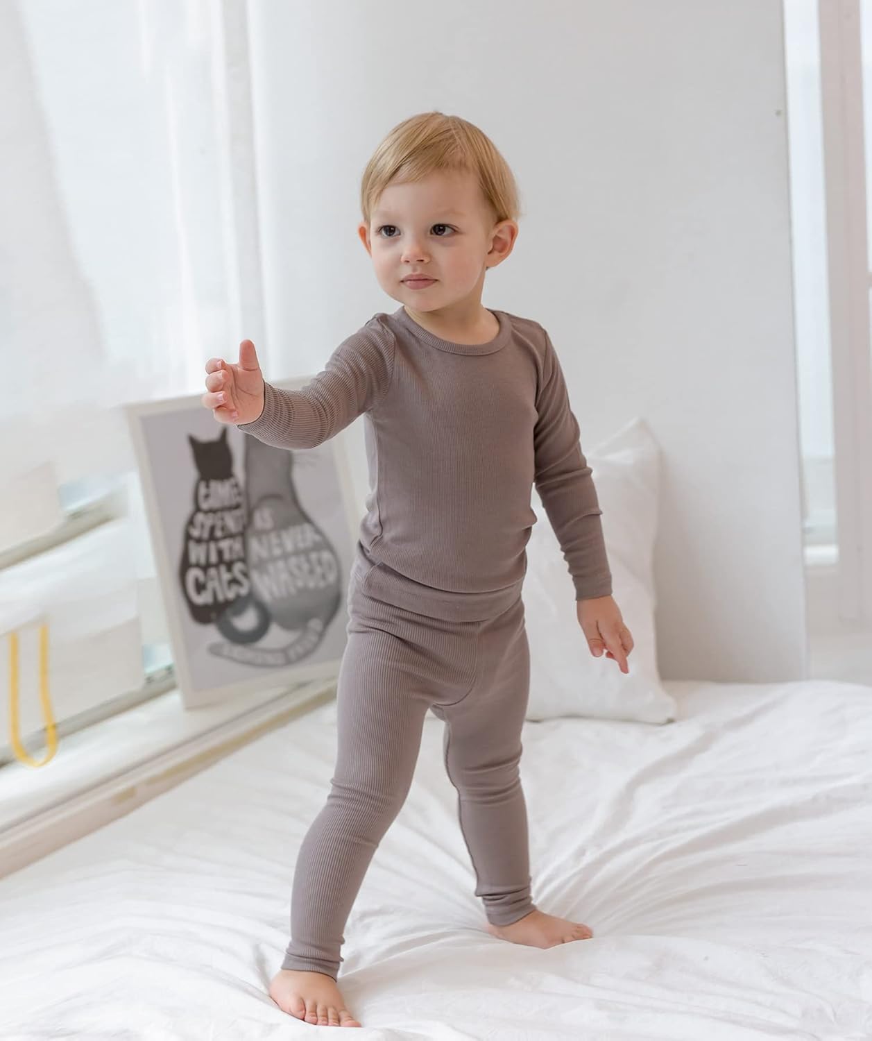 AVAUMA Baby Boys Girls Pajama Set Kids Toddler Snug fit Ribbed Sleepwear pjs for Daily Life Style