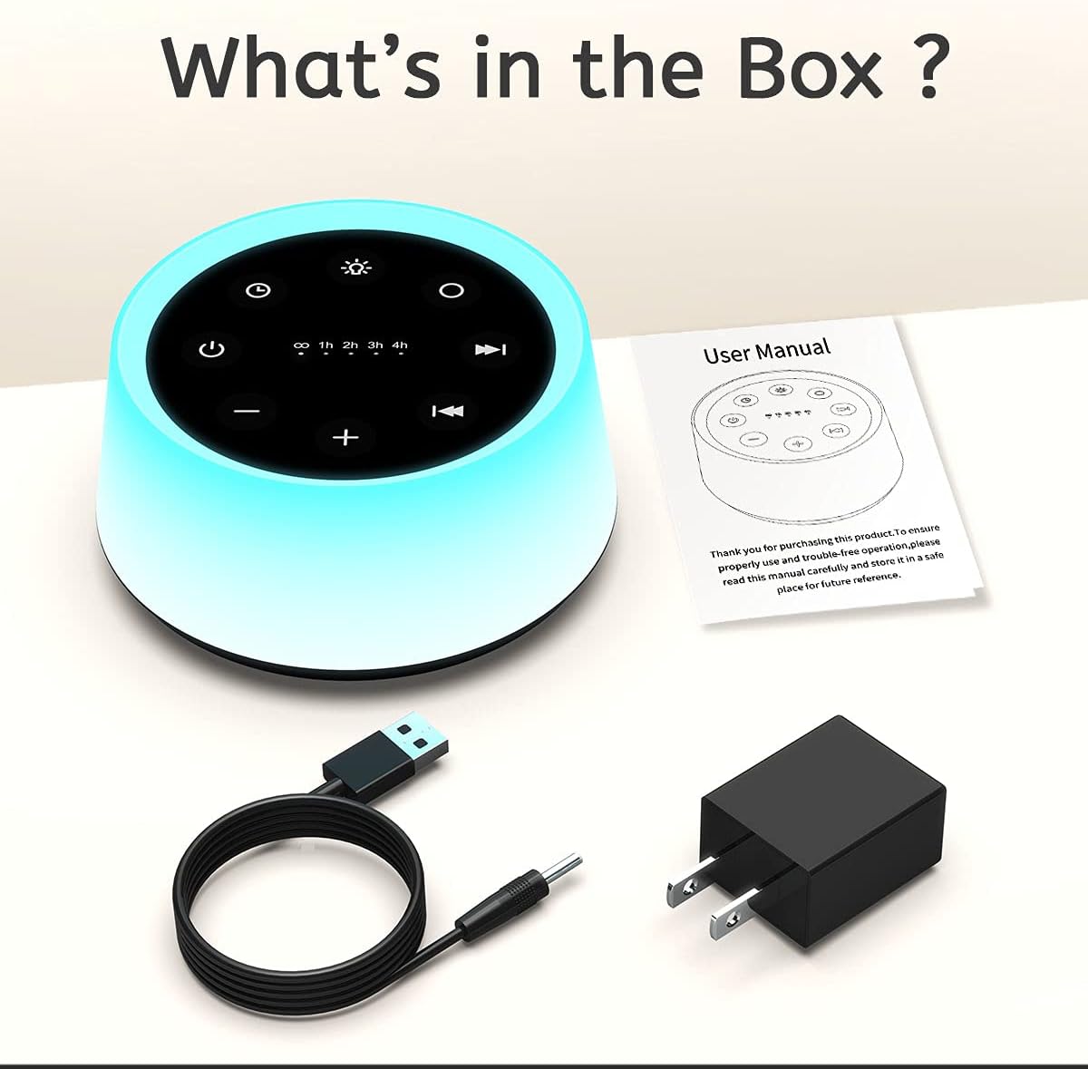 ColorsNoise Sound Machine and White Noise Machine with 30 Soothing Sounds with 12 Colors Baby Night Light with Memory Function (Black)