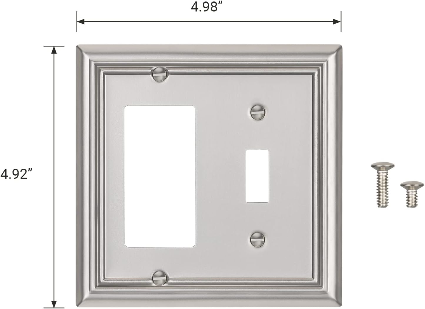 DEWENWILS Combo Toggle/Decorator Wall plates, Brushed Nickel Double Outlet Covers, 2-Pack