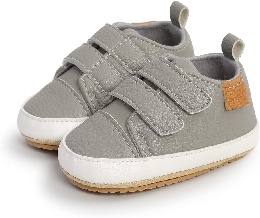 SOFMUO Baby Boys Girls High Top Ankle PU Leather Sneakers Soft Rubber Sole Infant Moccasins Newborn Oxford Loafers Anti-Slip Toddler Wedding Uniform Dress Shoes