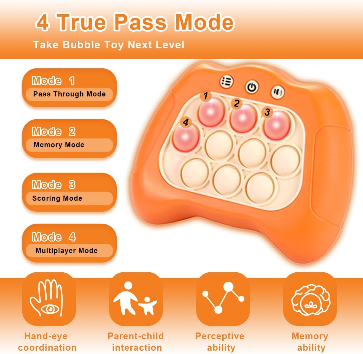 Children Quickly Push Toy Games, Adults Quickly Push Handheld Game Toys, Bubble Pressure pop-up Light Games, Birthday, Boys and Girls Autism Relief, Multiplayer PK