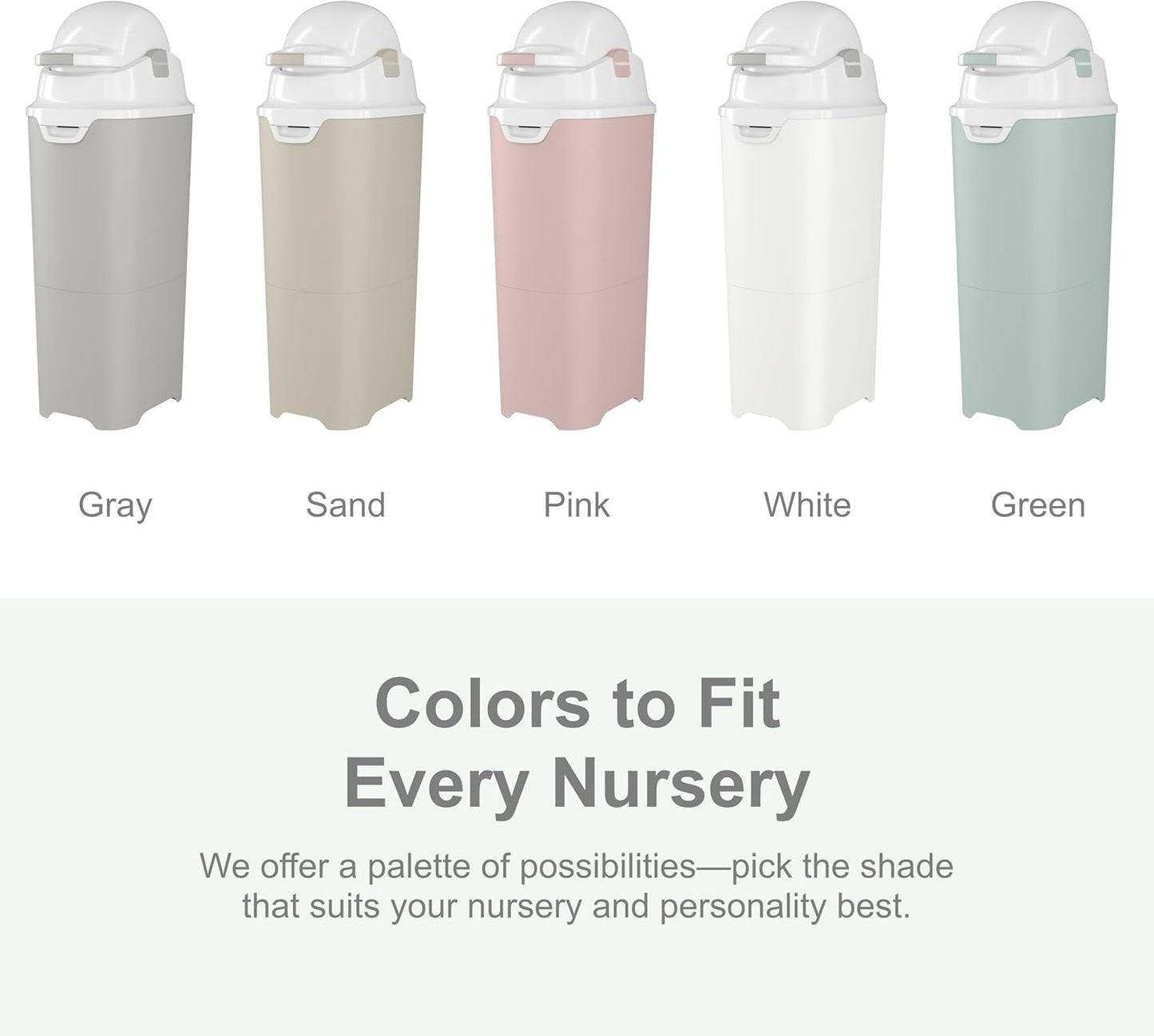 Foundations Tall Diaper Pail with Airtight Lid - Durable & Odorless Diaper Disposal, Large Capacity, Holds up to 60 Newborn Diapers, Refill with Any Bags - Green