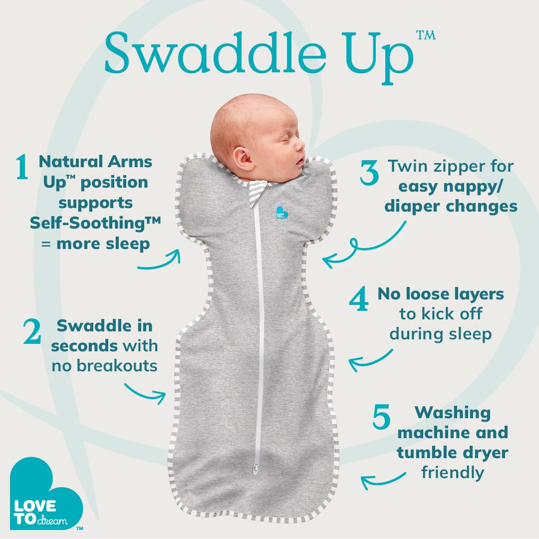 Love to Dream Swaddle UP, Sleep Sack 0-3 Months, Self-Soothing, Improves Sleep, Snug Fit Helps Calm Startle Reflex, Baby Essentials Must Haves Newborn, 1.0 TOG, 13-19 lbs, Eclipse Pink