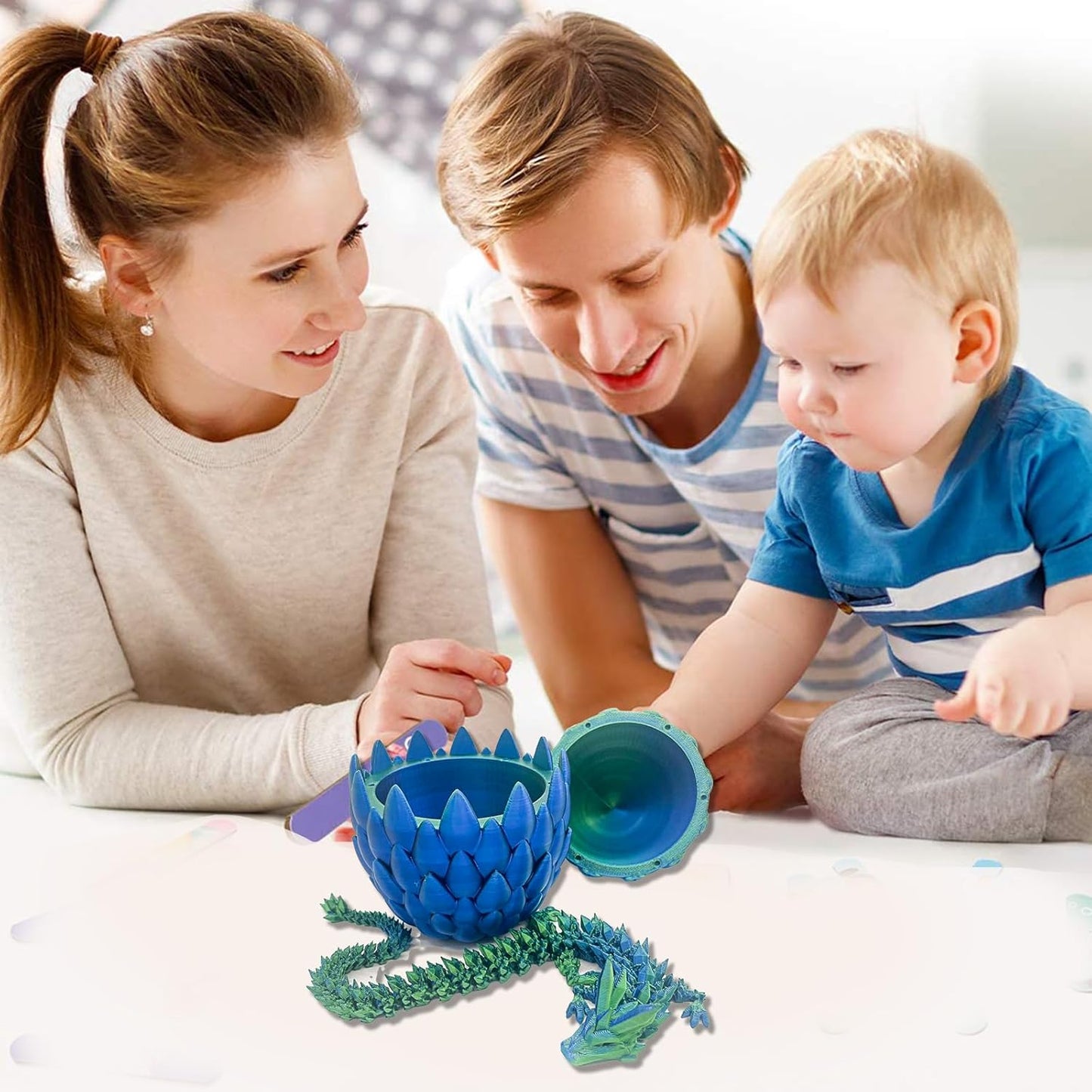 Easter Dragon Eggs 3D Printed Dragon Egg with Dragon Inside Articulated Crystal Dragon Fidget Toy Mystery Easter Suprise Home Office Decor Executive Desk Toys