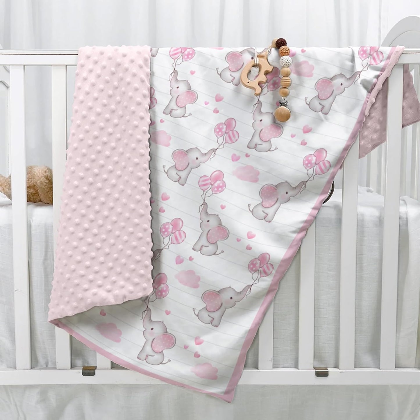 SANDJEST Elephant Kid Blanket for Girl - 30 x 40 Minky Throw Blankets for Girls - Gift for Kids on Birthday