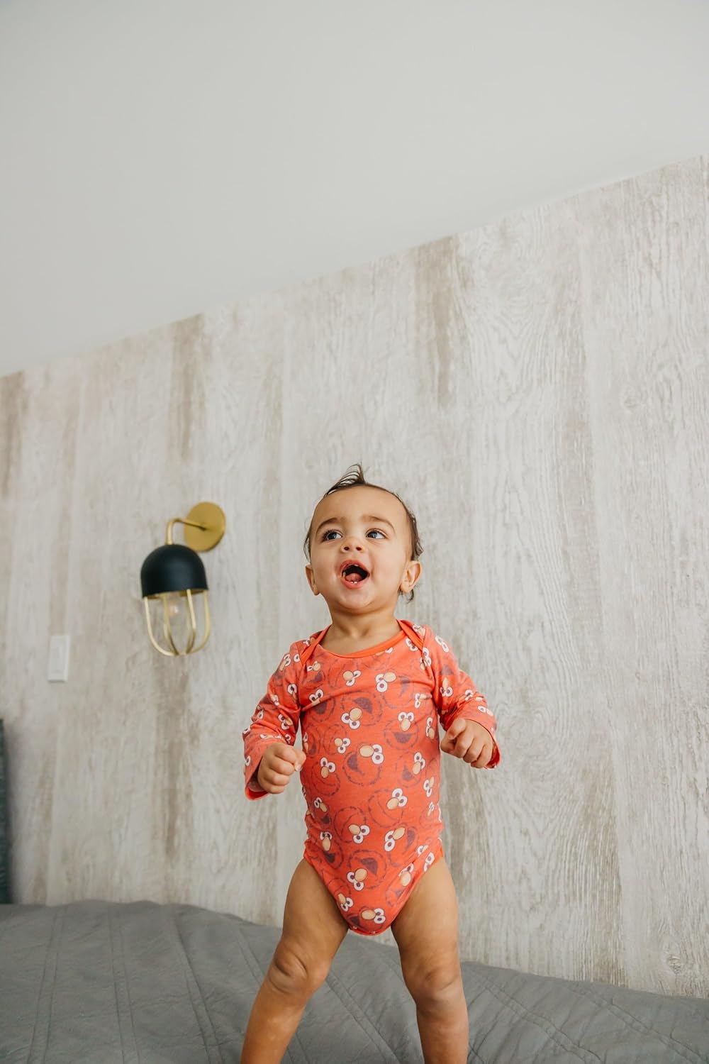 Copper Pearl Long Sleeve Bodysuit Baby: Ultra Soft Baby for Newborns, Boys, and Girls - Stylish, Comfortable, Overlap Shoulders, Premium Knit Fabric - 3-6 Months, Elmo