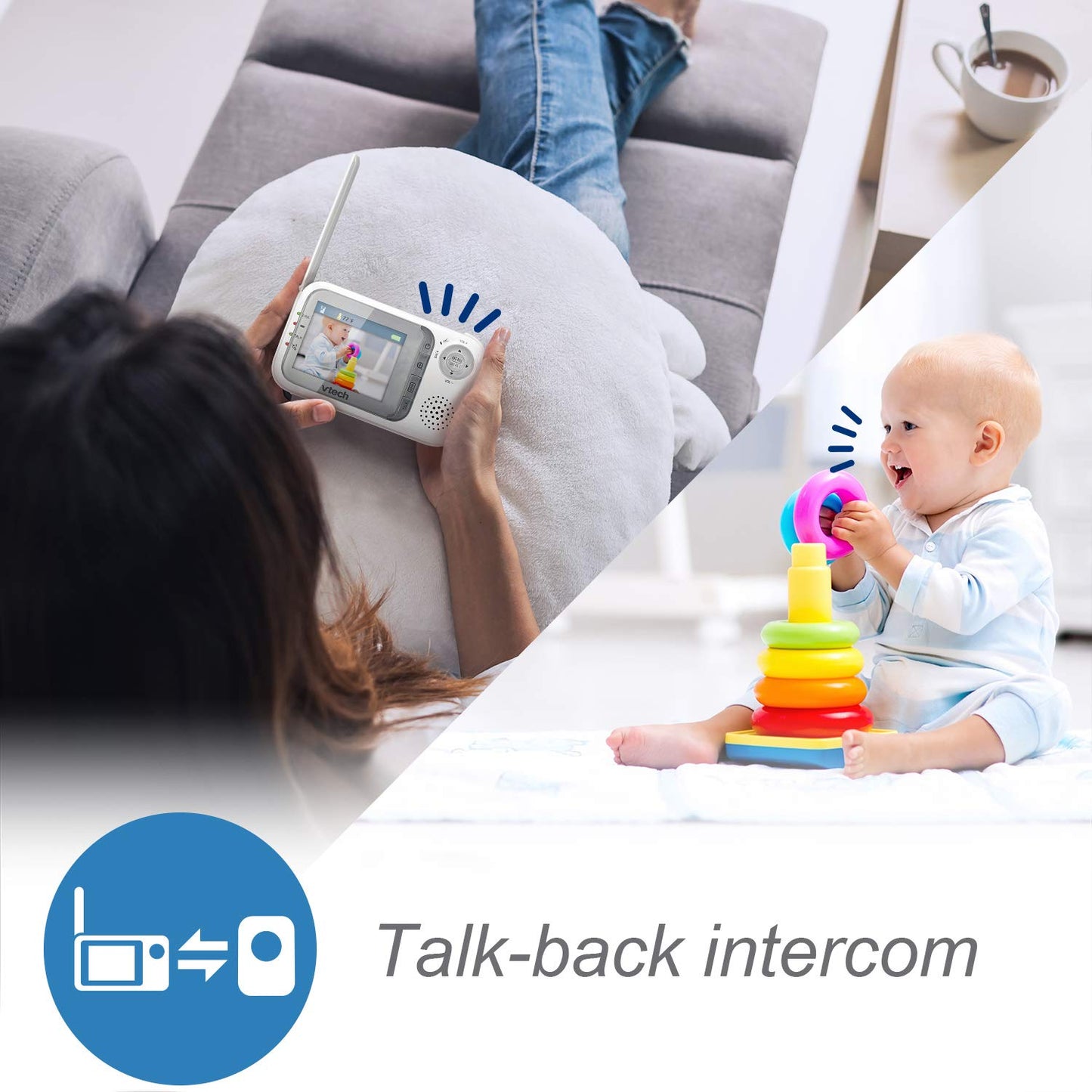 VTech VM321 Video Baby Monitor with Automatic Infrared Night Vision, Adjustable Camera, Zoom, 5 Soothing Lullabies & 1,000 Feet of Range