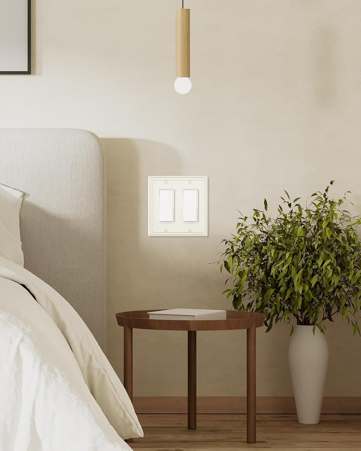 2-Pack Double Decorator Outlet Cover Plate, Light Almond Pearls Decorative Switch Plates Covers, Metal Wall Plates for Electrical Outlets, Receptacle, GFCI Outlet, Dimmer Switch