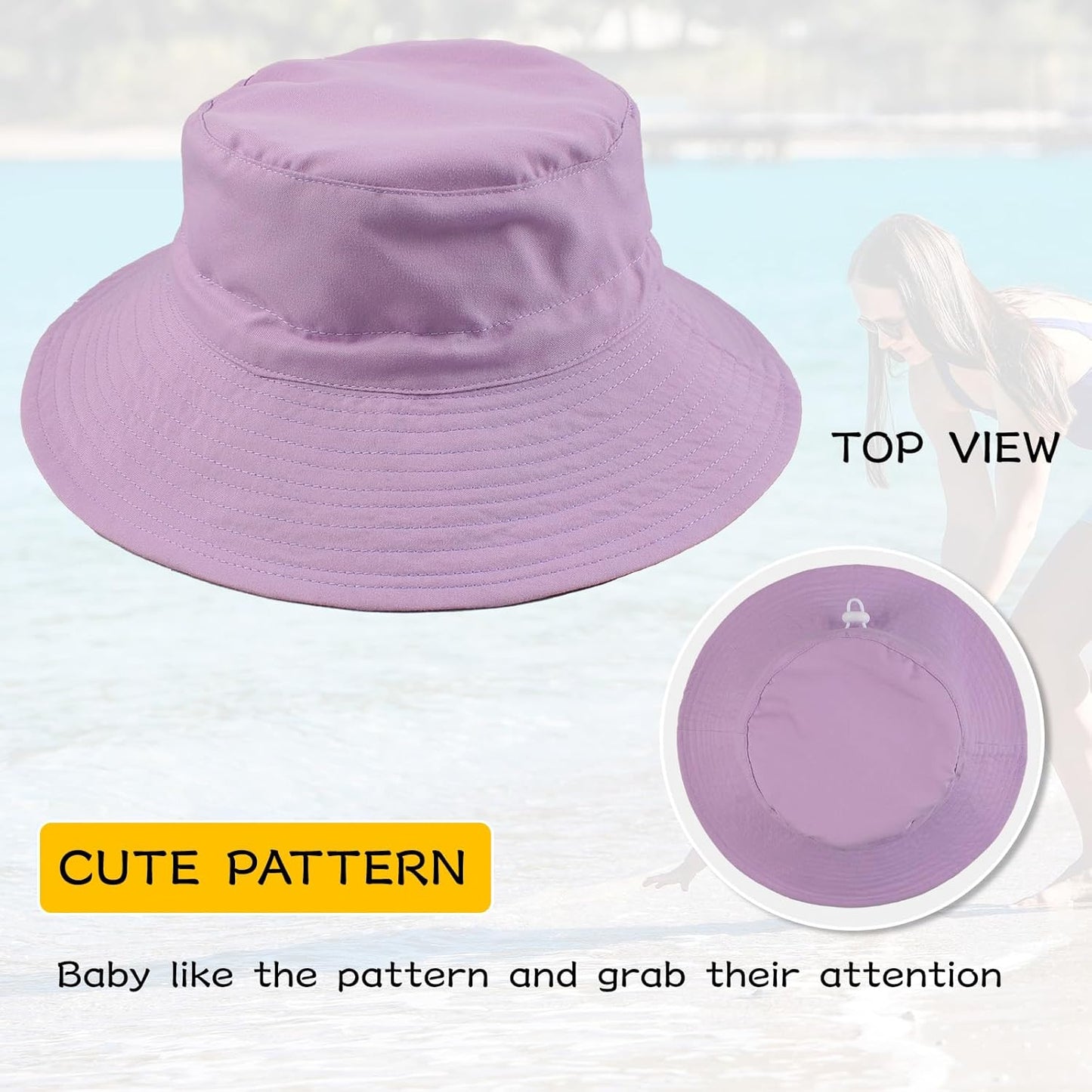 Peecabe Summer Baby Sun Hat for Boys Girls UPF 50+ Wide Brim Toddle Bucket Hat Adjustable Baby Beach Cap 0-8 Years