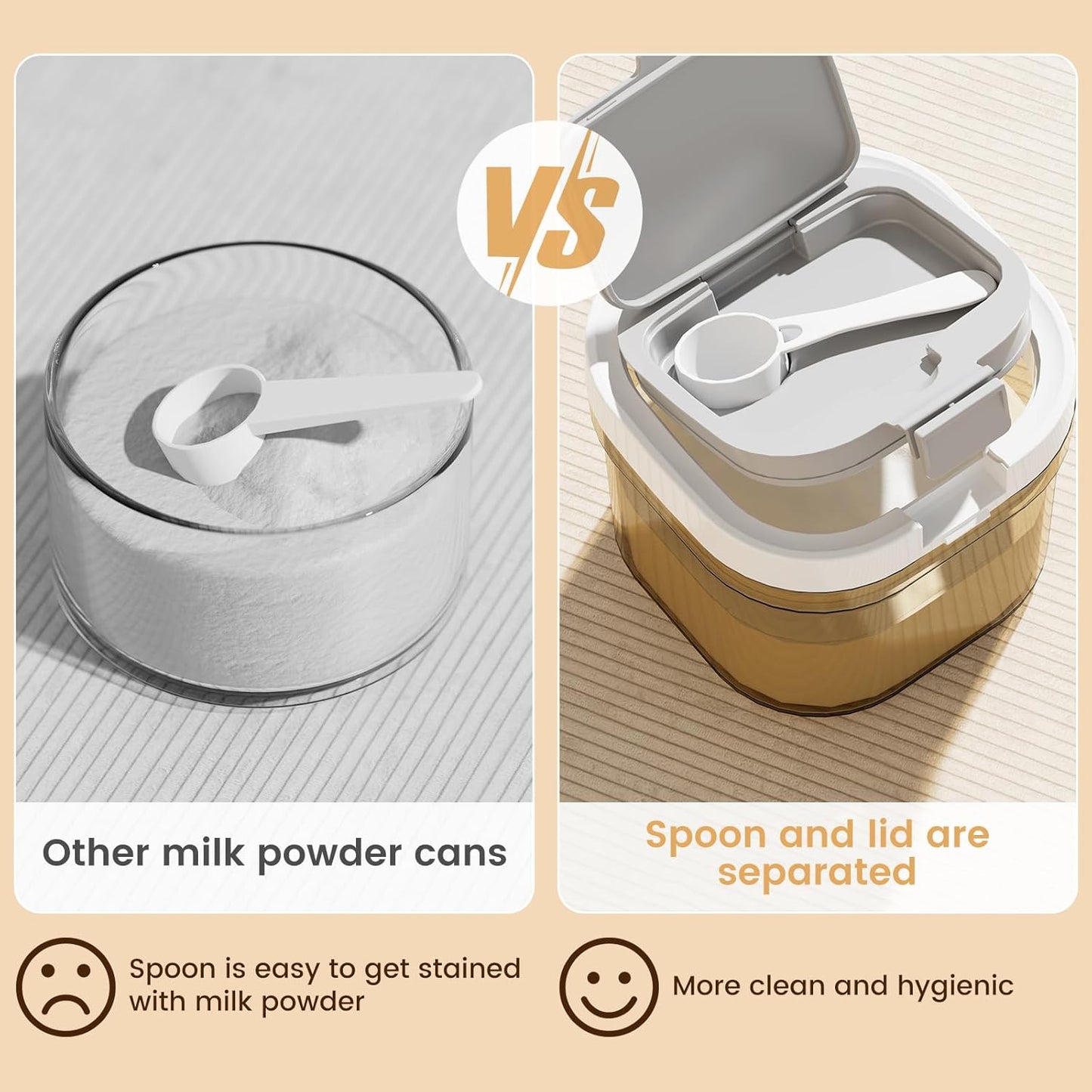 Formula Container to go-800ml Travel Dispenser BPA Free Airtight Container with Spoon and Layered Storage