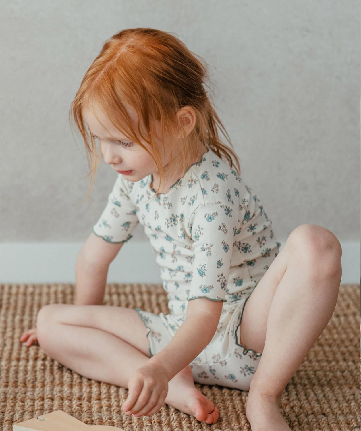 AVAUMA Baby Boy Girl Pajama Set 6M-7T Kids Cute Toddler Snug fit Flower Pattern Design Pjs Cotton Sleepwear Ruffled Shirring