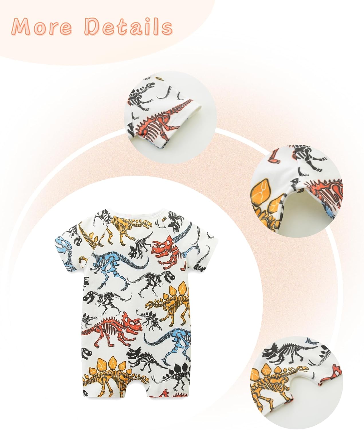 Unisex Summer Trendy 2-Pack Rompers Short Sleeve Zipped Bodysuit Infant Cotton Outfits