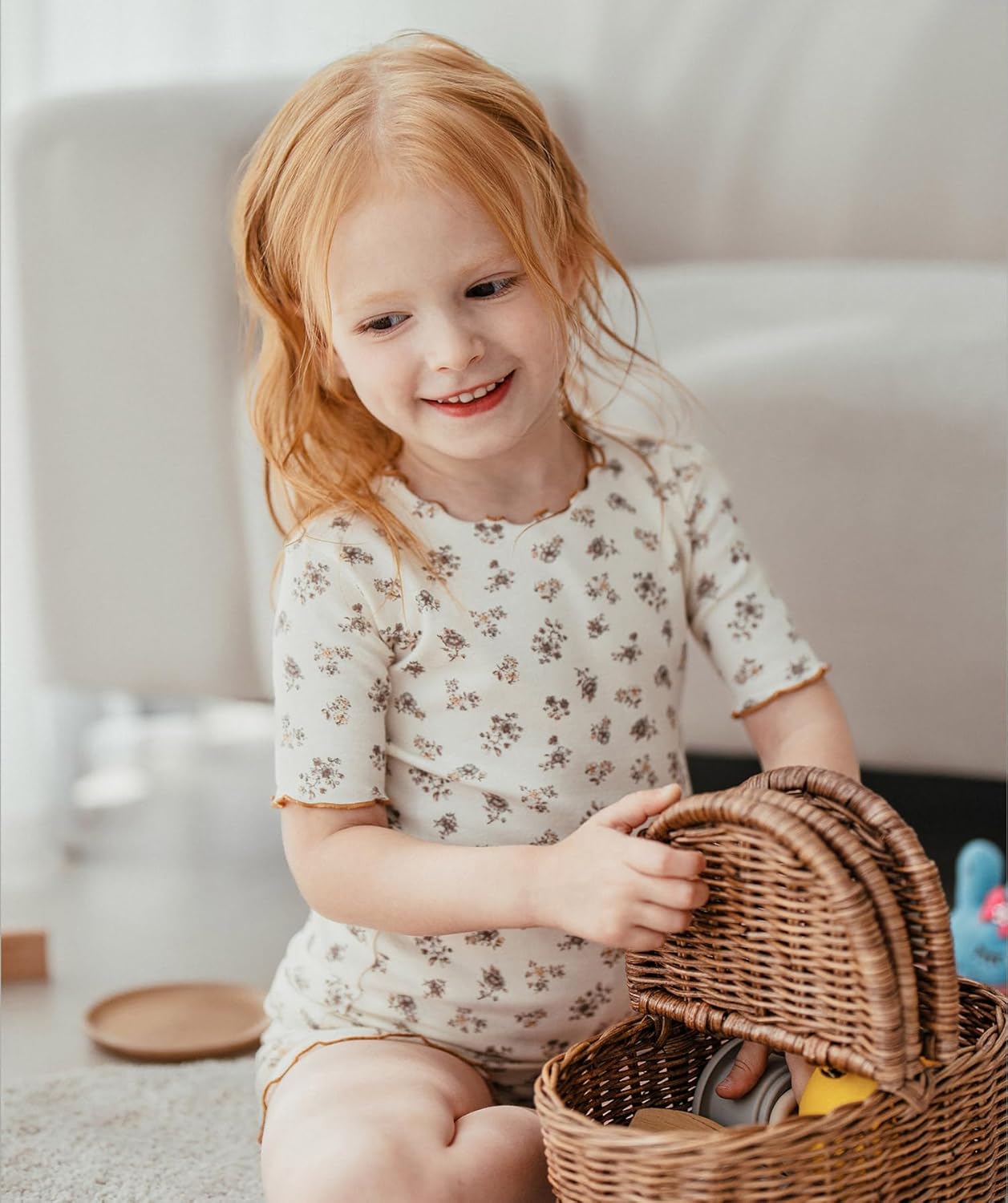 AVAUMA Baby Boy Girl Pajama Set 6M-7T Kids Cute Toddler Snug fit Flower Pattern Design Pjs Cotton Sleepwear Ruffled Shirring