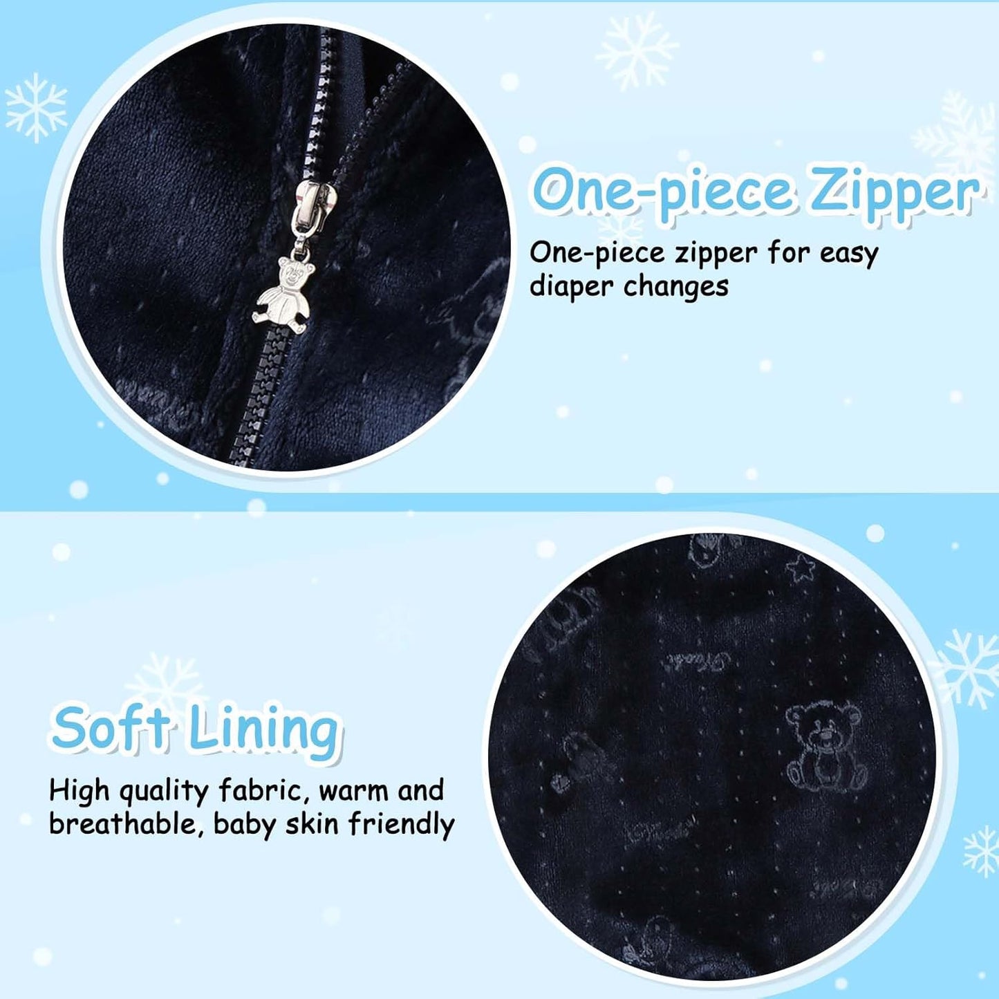 Fairy Baby Newborn Baby Bear Onesie Thin Fleece Footie Romper Snowsuit Hooded Jumpsuit Bodysuit Winter Outwear Boy Girl 0-12M