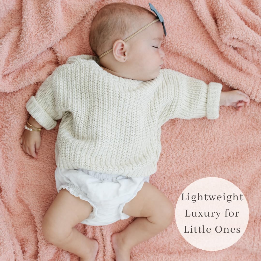 SARANONI Bamboni Luxury Baby Blanket | Plush Blanket for Infant Boys & Girls | Receiving Blanket 30” x 40” | Peach